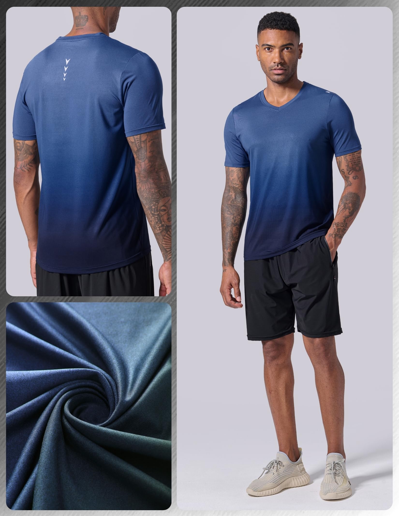 Liberty Pro Camisetas de Manga Corta con Cuello En V Dry Fit Hombre