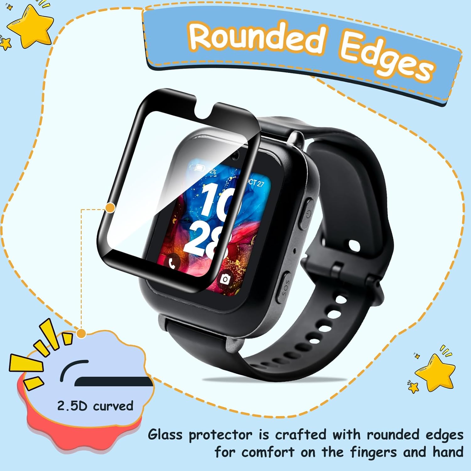 ottpluscase for Bark Watch Screen Protector, [2 Pack] Tempered Glass Screen Protector Overall Protection Touch Sensitive Anti-Scratch Ultra-Thin Lightweight for Bark Watch (2 Pack Clear) - Image 4