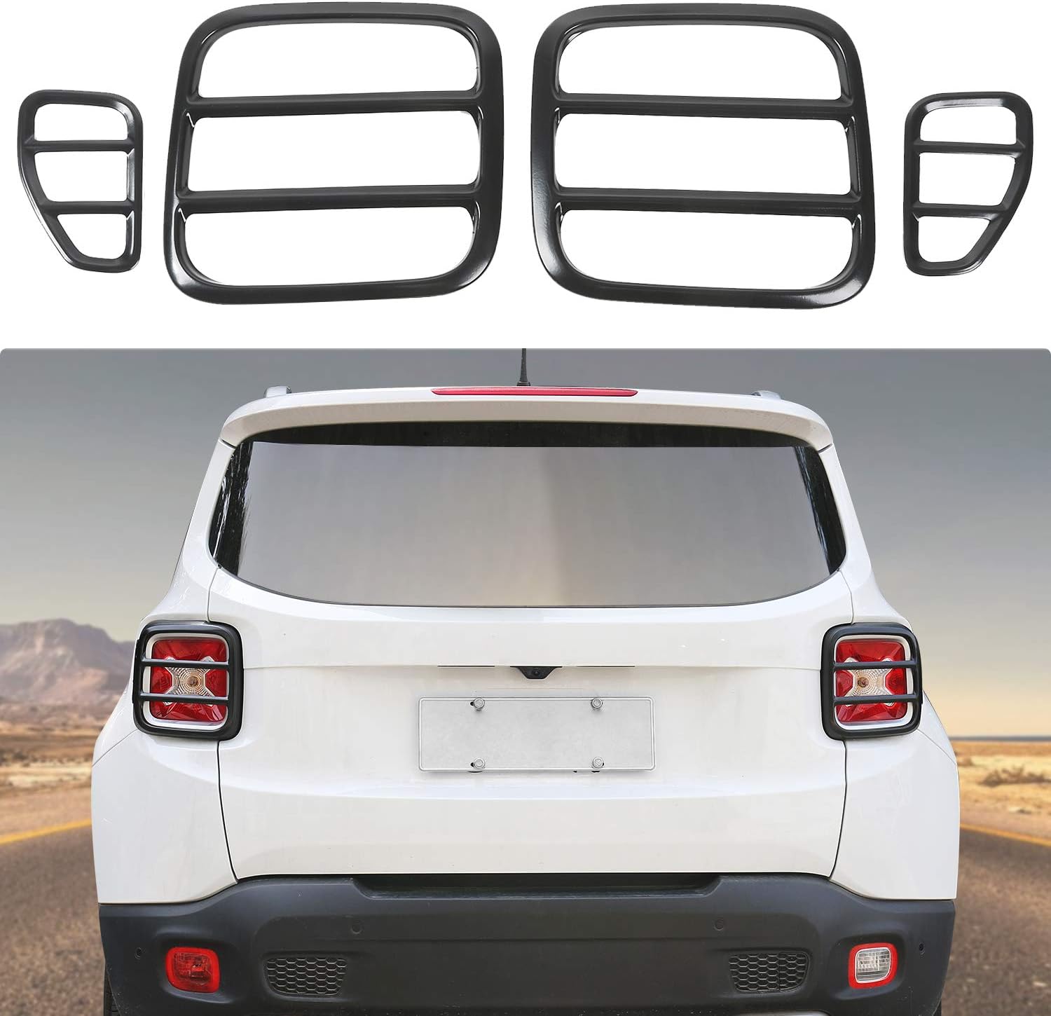 JeCar Tail Light Covers Rear Taillight Guard for Jeep Renegade 2016+