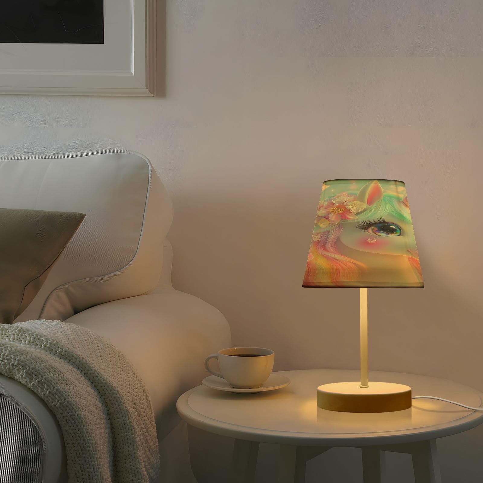 Mnsruu Lámparas de mesita de noche con puertos USB, lindas lámparas de escritorio con diseño de unicornio, mariposa, para dormitorio, sala de estar, oficina, M
