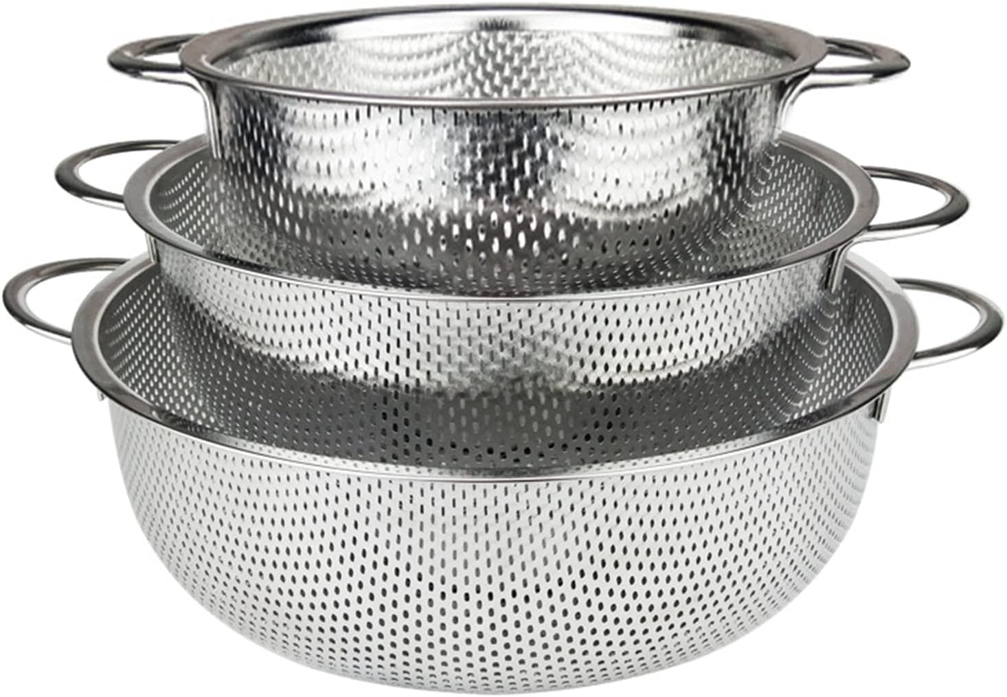 Colander Set of 3, Stainless Steel MicroPerforated Colanders Strainers
