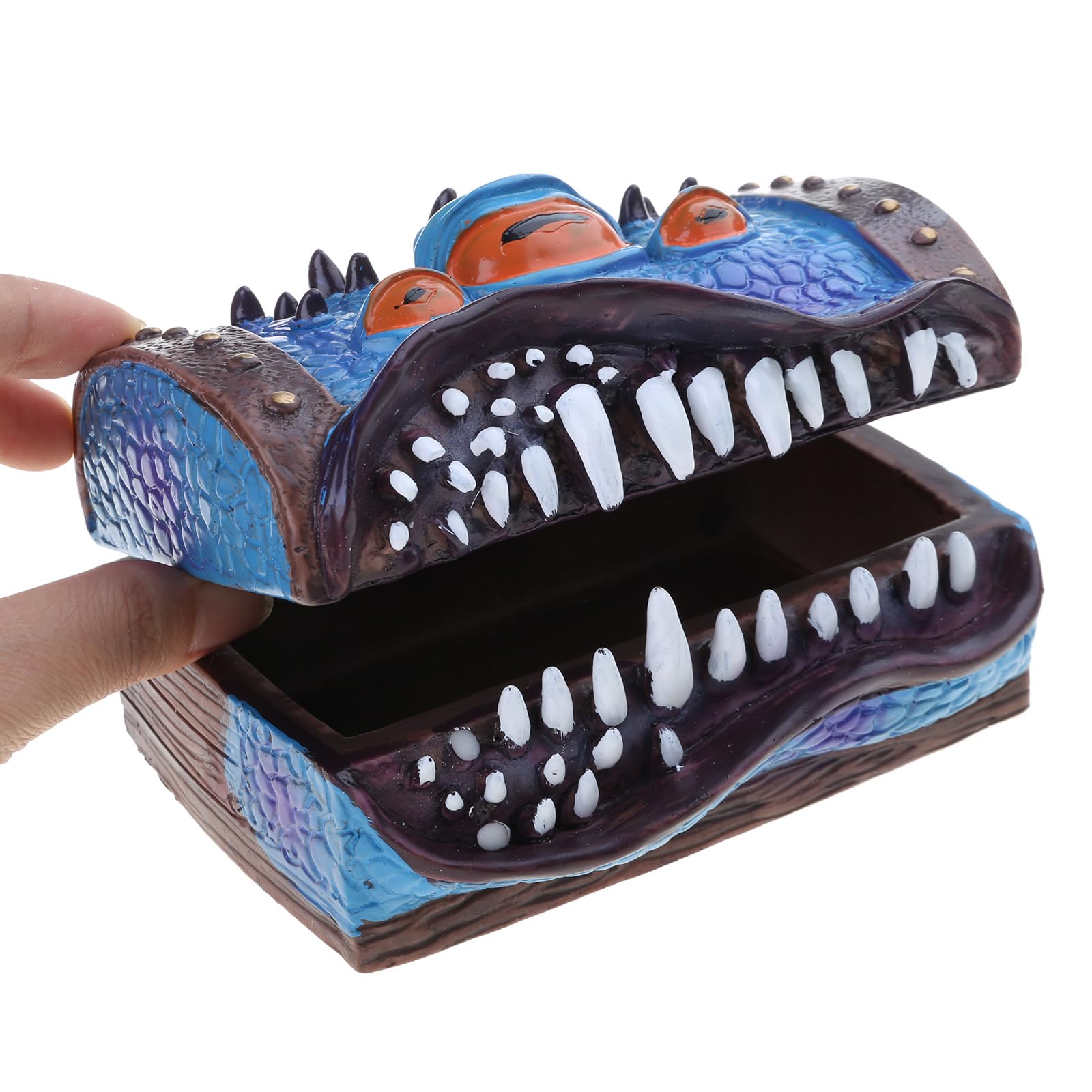 Soporte para dados de pecho mímico, caja de almacenamiento de dados de resina con ojos, estuche impermeable para RPG, caja divertida, organizador, juguete para regalo