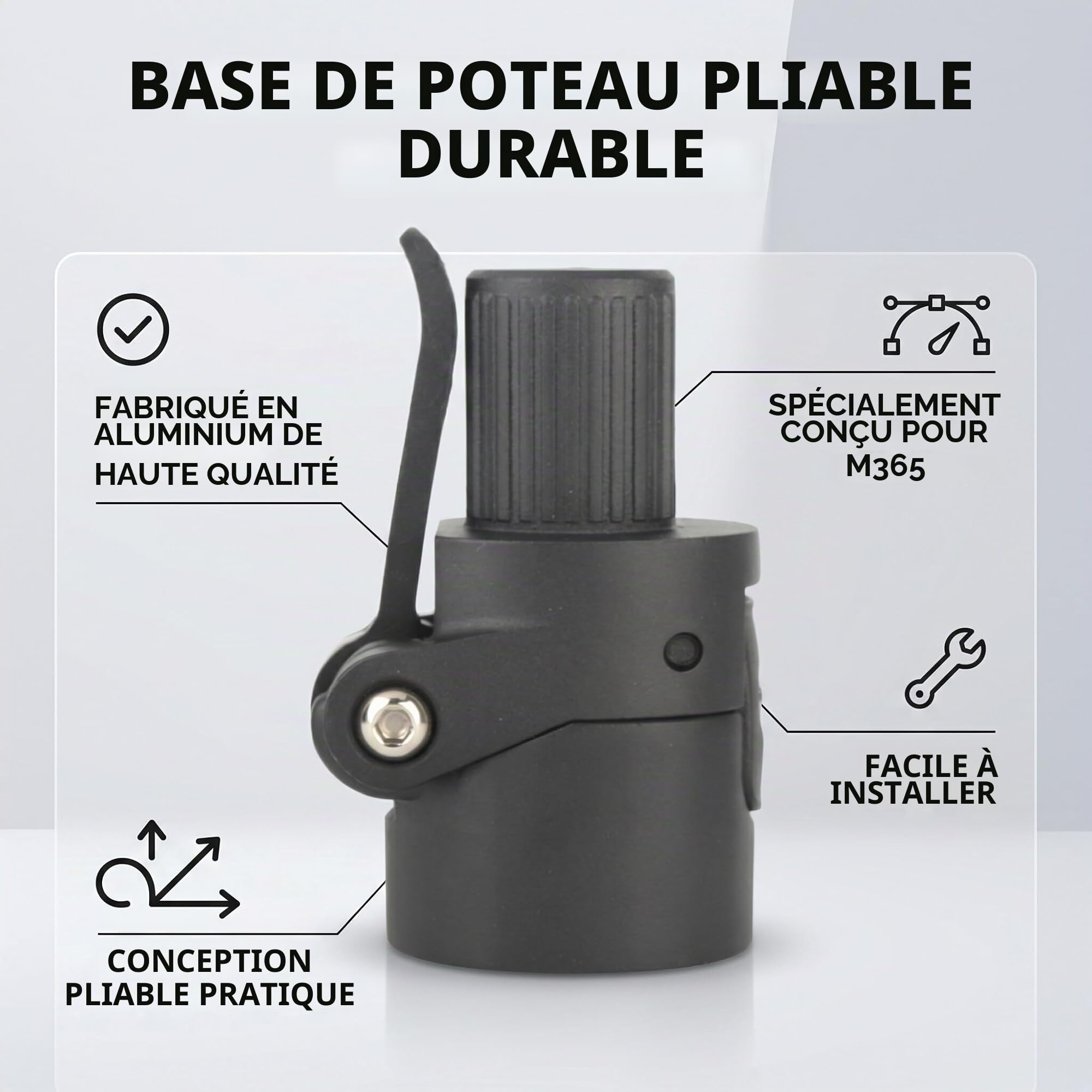Base Pliable pour Scooter Électrique Compatible avec Mijia M365, Support de Poteau Pliable