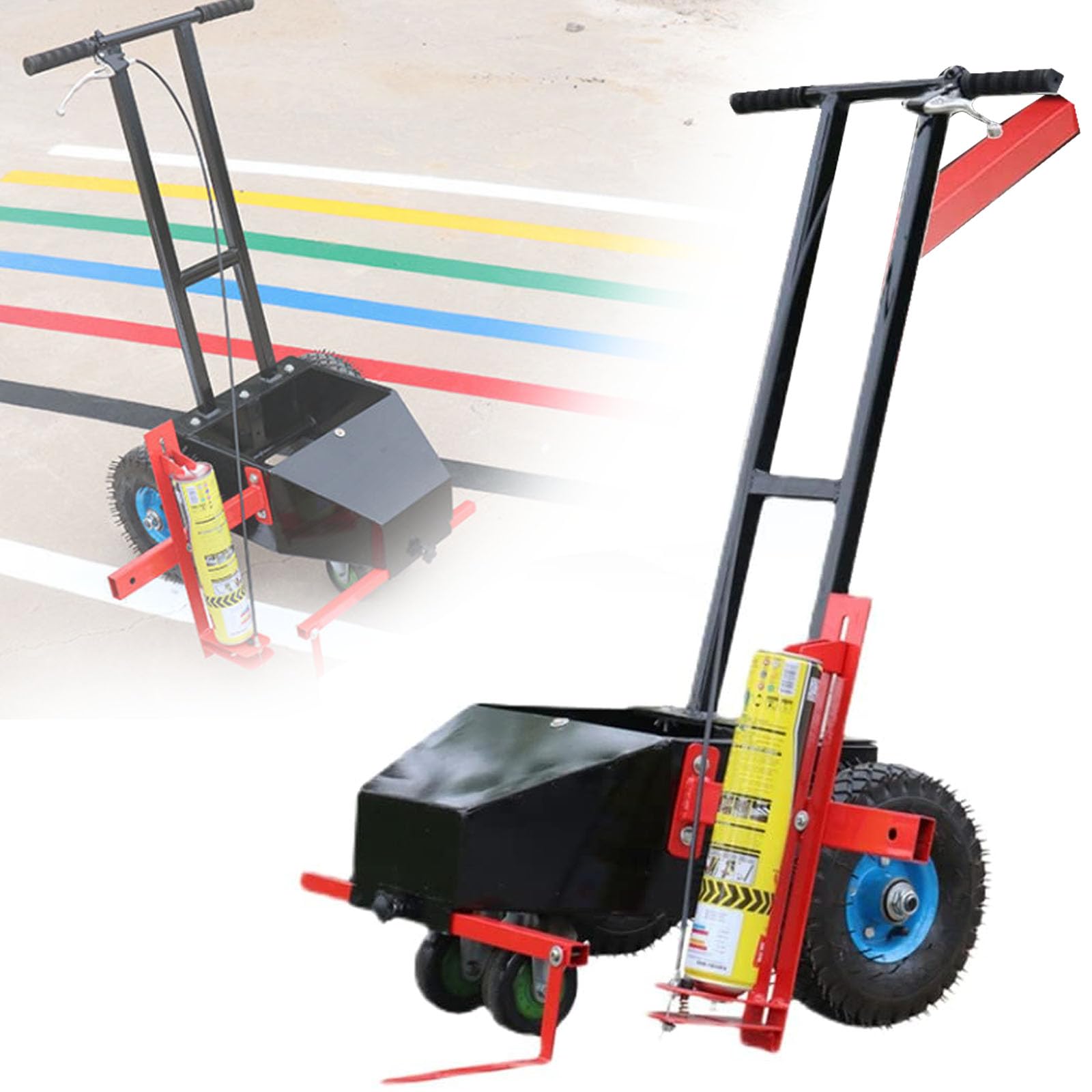 Aioneer Wheel Transfer Line Marking Machine, Lane Applicator Marker With Windshield Adjustable 4-18Cm 840Ml Self-Painting Rubber Non-Slip Handle Design For Schools Sports Surface