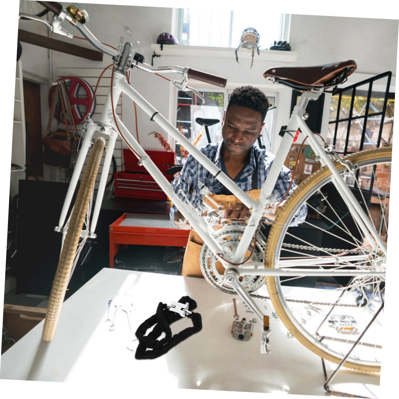 Toyvian Lucchetto a Catena Antifurto 120 Cm per Bici e Moto, Serratura di Sicurezza Resistente Anticorrosione, Lucchetto per Mountain Bike e Scooter, Protezione Antifurto Portatile per