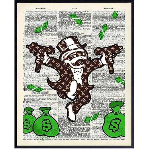 LARGE 11X14 - Designer LV Monopoly Man Poster - Glam Fashion Design - Urban Street Art - Graffiti Wall Art Print - Room Decoration for Dorm, Office, Teens Bedroom – Cool Gift – High Fashion Home Decor