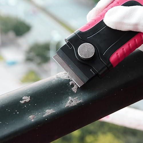 Miniatura 5 de Gomake Rascador de hoja de afeitar con tapa de seguridad, raspador de pintura para ventana con 10 cuchillas de acero inoxidable para limpieza de