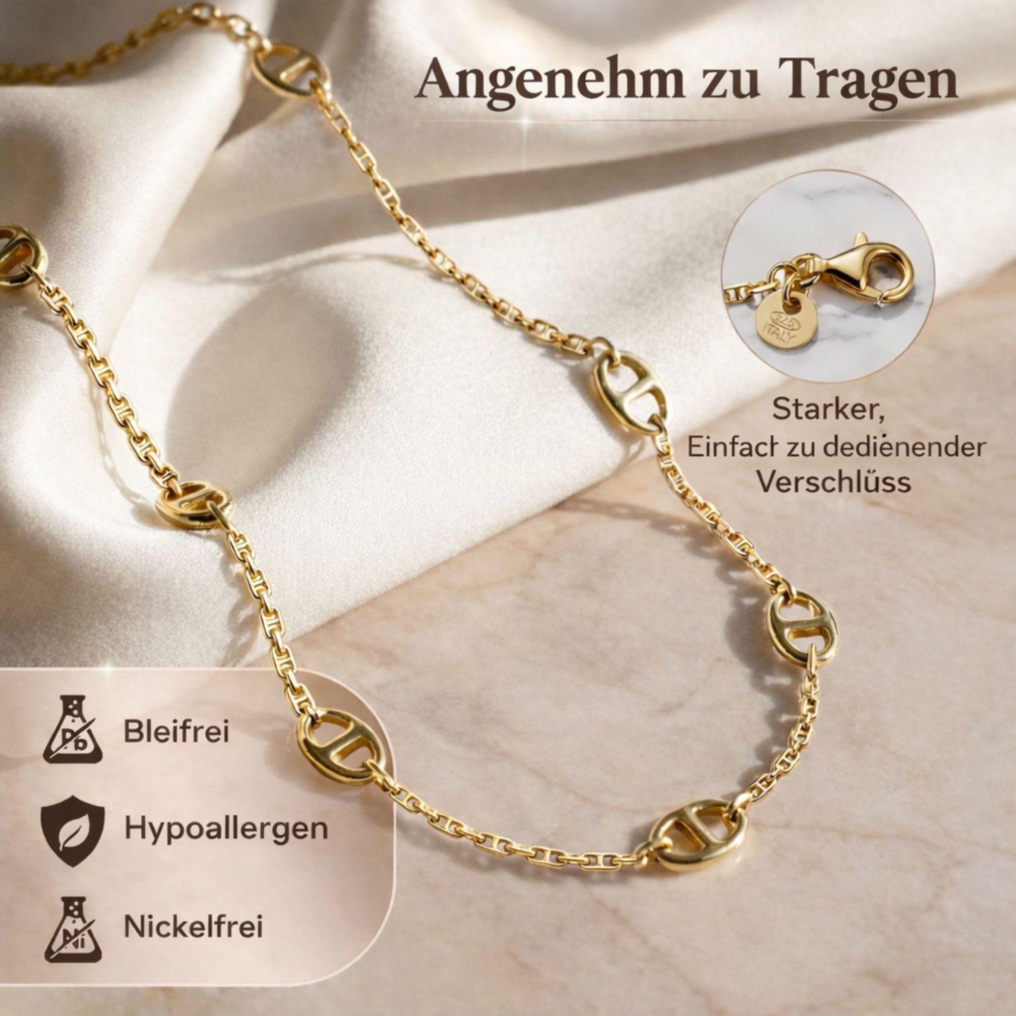 QUADRI - Halskette Damen Silber 925 - Vergoldet 18KT - Made in Italy