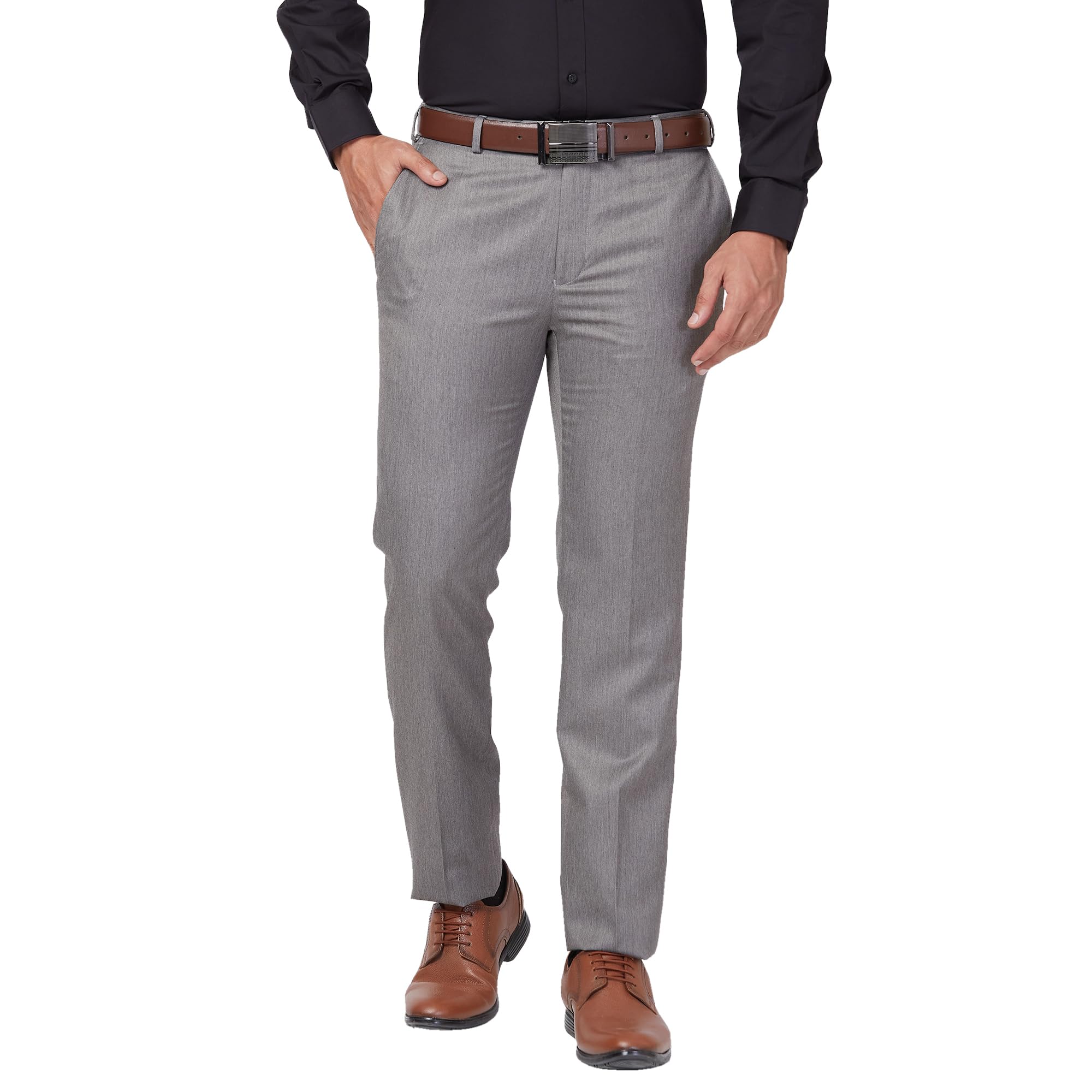 raymond Men's Slim Fit Mid Rise Solid Pattern Poly Viscose Blend Pleatless Formal Trouser-picture-26