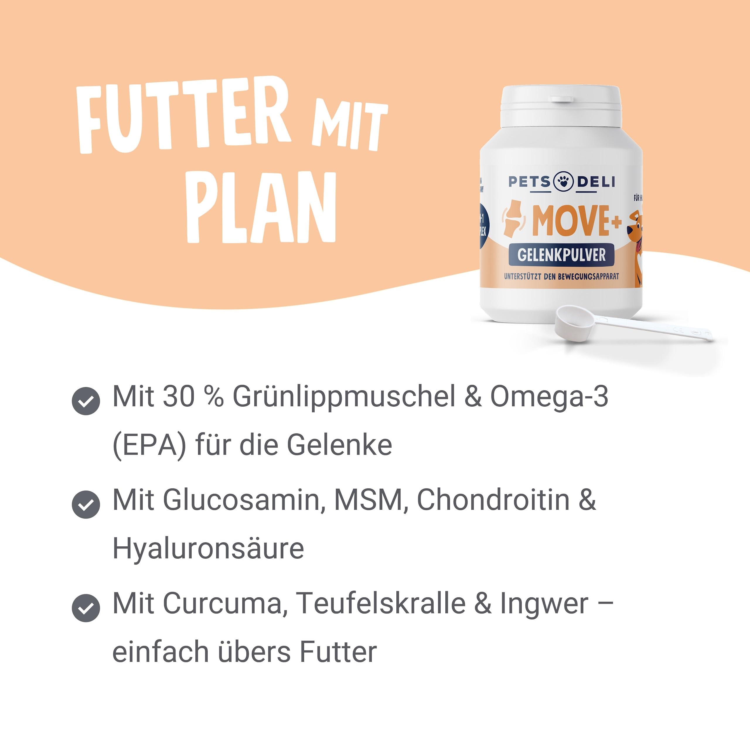 Pets Deli Solutions Move+ Gelenkpulver für Hunde, 80g