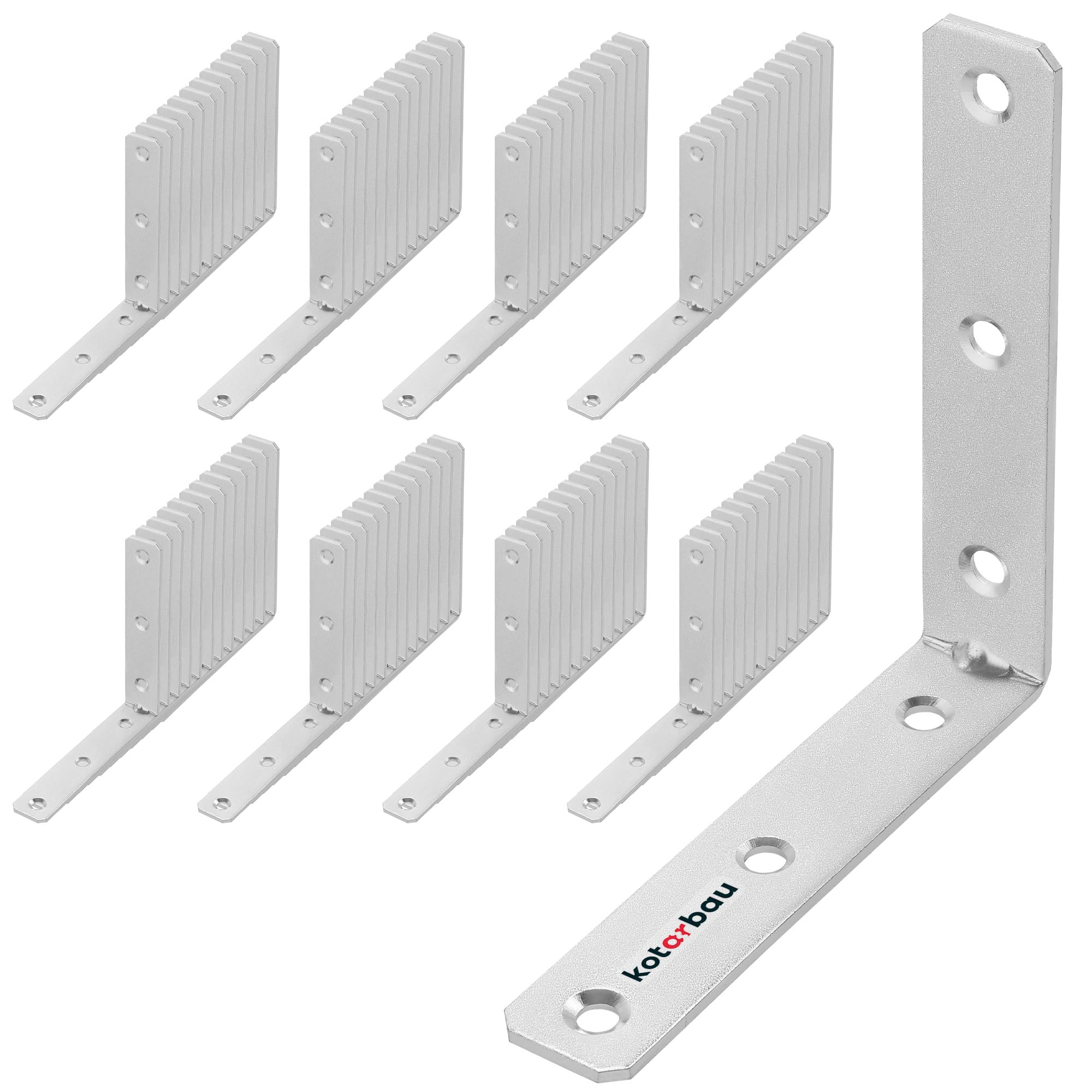 KOTARBAU Juego de 100 ángulos de 10 x 10 x 2 cm, ángulo de carga pesada de acero galvanizado, ángulo de esquina con rebordear de acero, ángulo de metal, ángulo de 90 grados, ángulo de acero, ángulo de