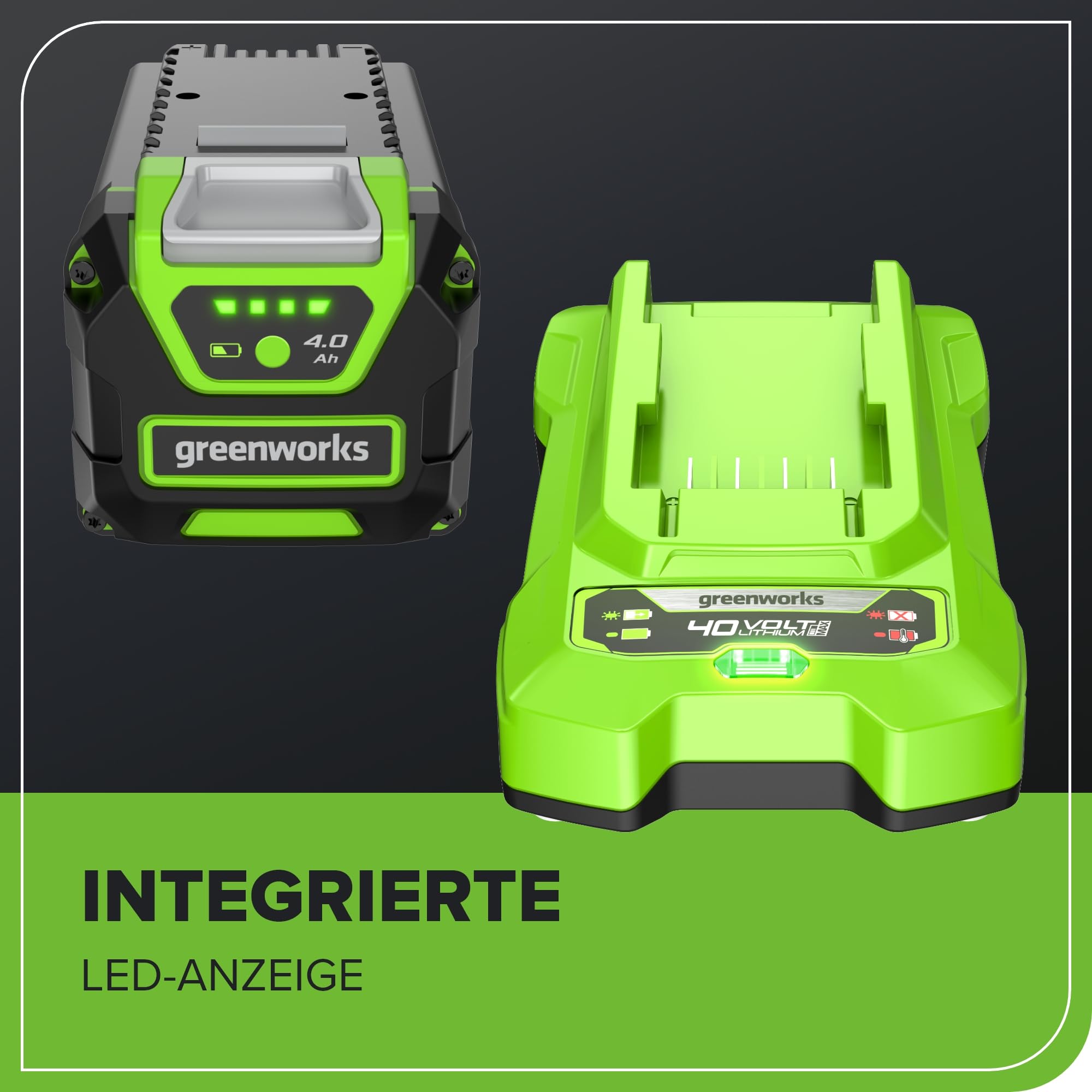 Greenworks Tondeuse à Gazon sans Fil pour Pelouses Jusqu'à 400m², Largeur de Coupe de 35cm G40LM35 & Batterie 40V 4Ah et Chargeur Universel Puissance 2A - GSK40B4 Plus Batterie 40V 5Ah - G40B5