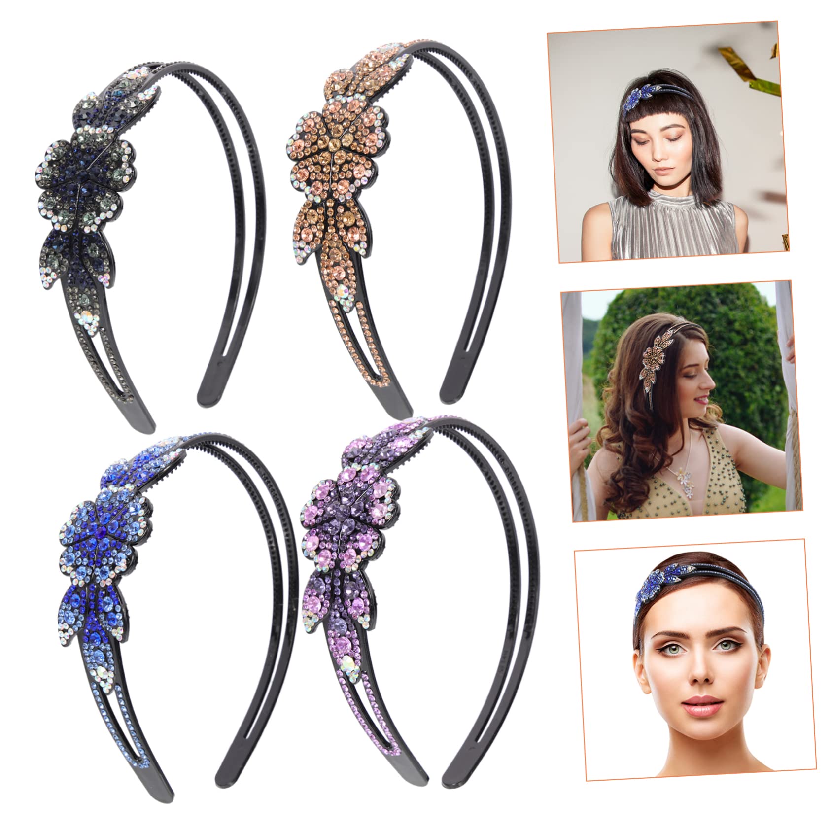 DOITOOL 8pezzi Eleganti Cerchietti Con Strass e Pettinini Antiscivolo Accessori Per Chic Per Donne Per Festa e Uso Quotidiano Colori Variati