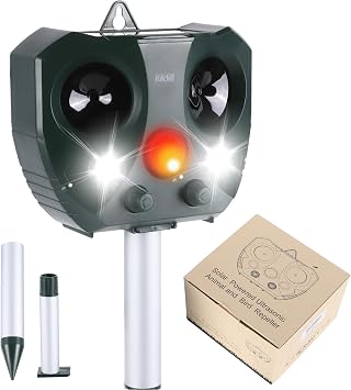 2026 Solar Ultrasonic Animal Repellent Outdoor Indoor, Repel Deer Squirrel
