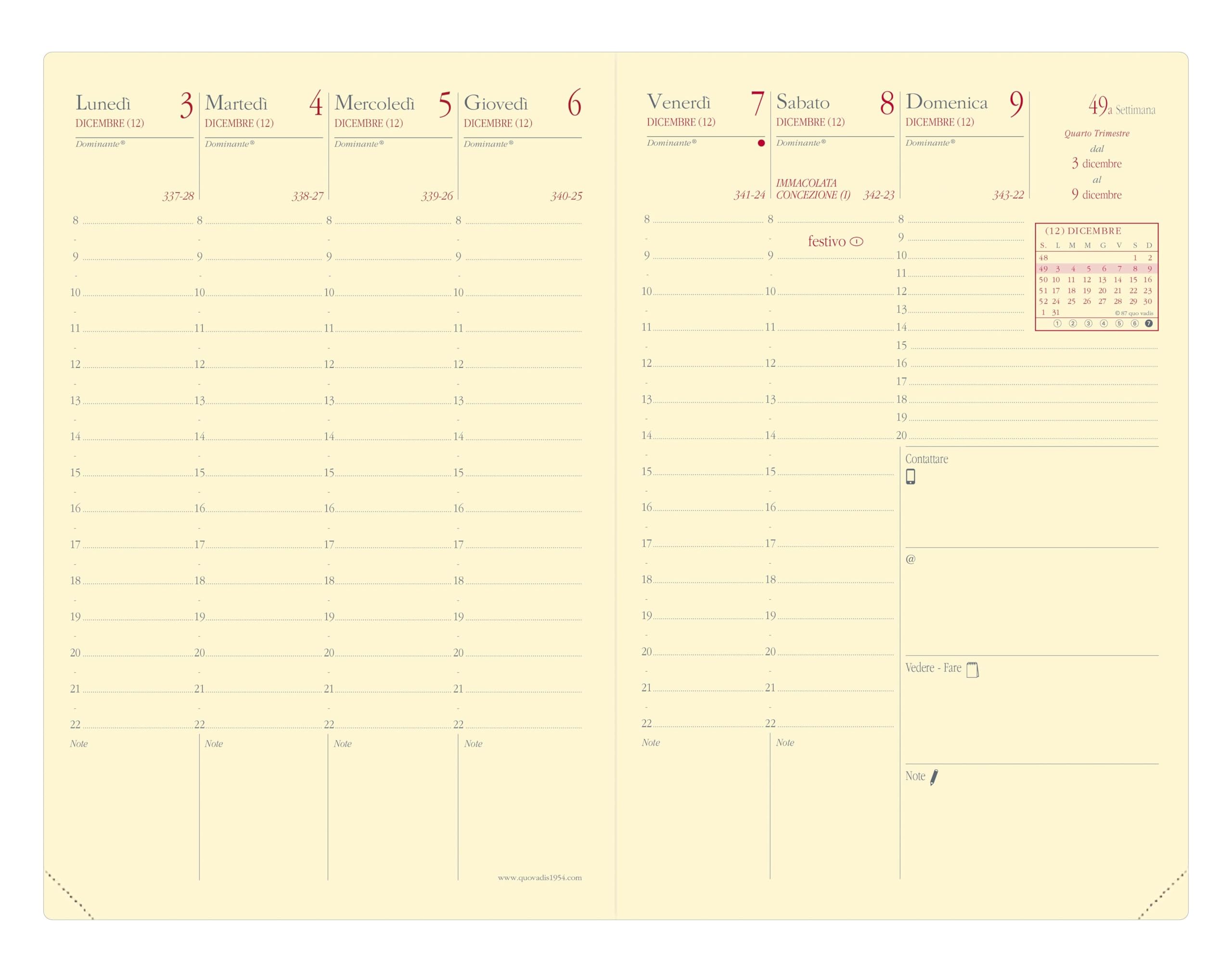 Quo Vadis 285015Q Agenda AFFARI PREST Lingua Italiana Anno 2027 Formato 10x15 cm Settimanale 13 Mesi Dicembre-Dicembre Carta Avorio Ricambio Agenda Blisterato Copertina in Cartone Bianco