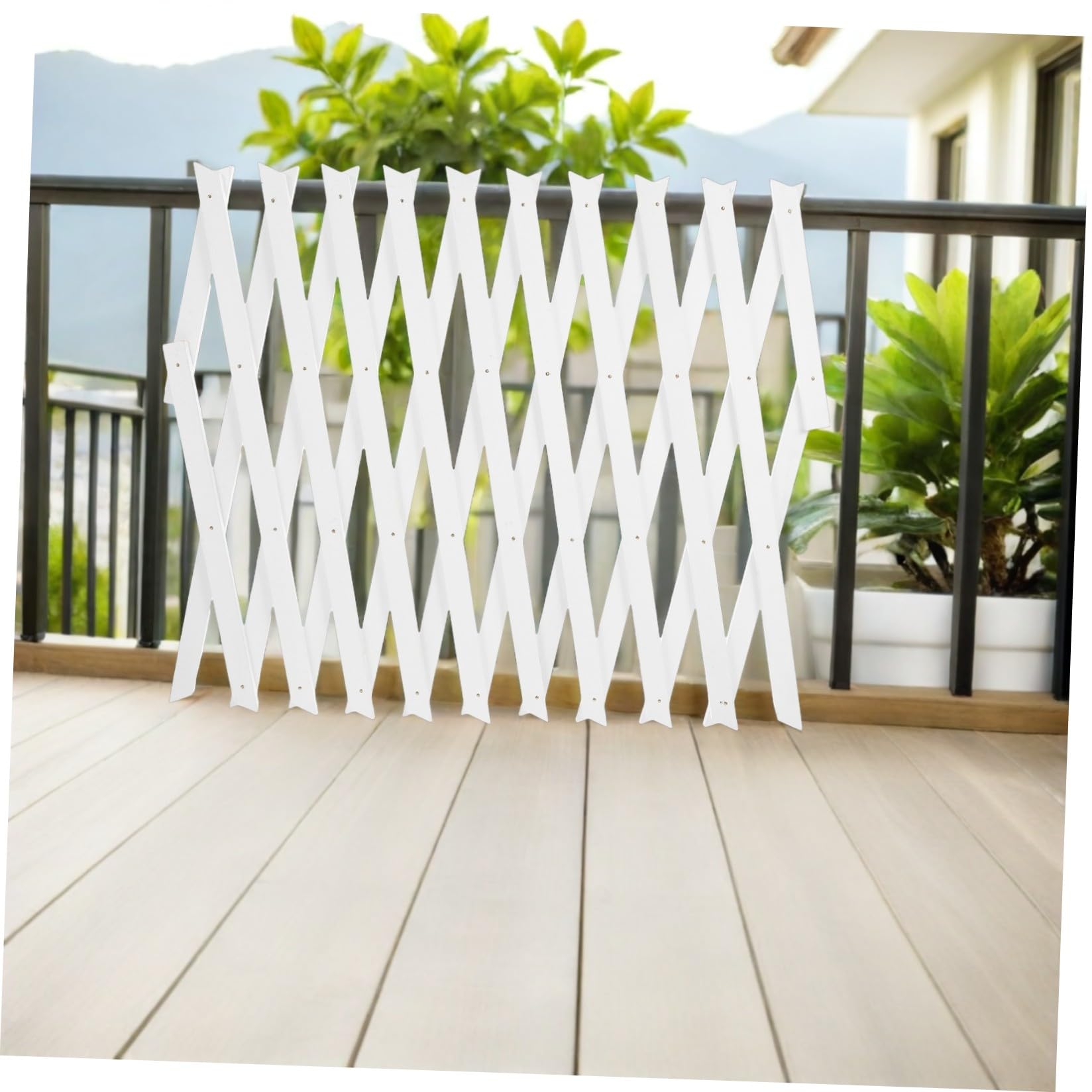 Enrejado de Madera Blanco Extensible 2 Piezas 44 Cm para Jardín y Plantas Trepadoras, Valla Ajustable para Interior y Exterior, Panel Decorativo para Enredaderas y Paredes