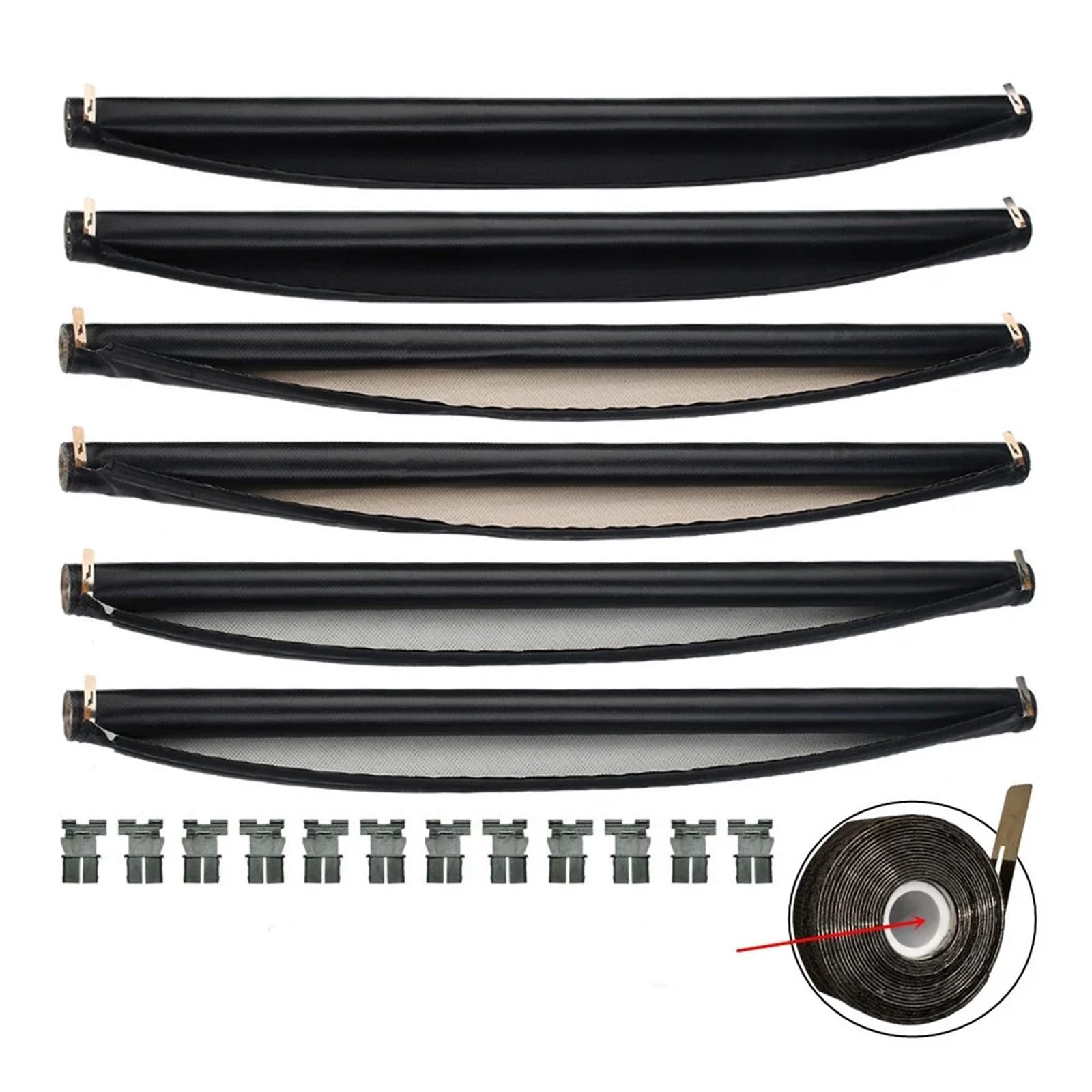 Pare-Soleil vitres latérales Lot 6 Pare-Soleil Panoramiques pour Toit Ouvrant Voiture pour VW pour Tiguan pour Touran pour Golf avec Tuyau en Plastique Parasol Voiture avec(2X Black BeigeGray)