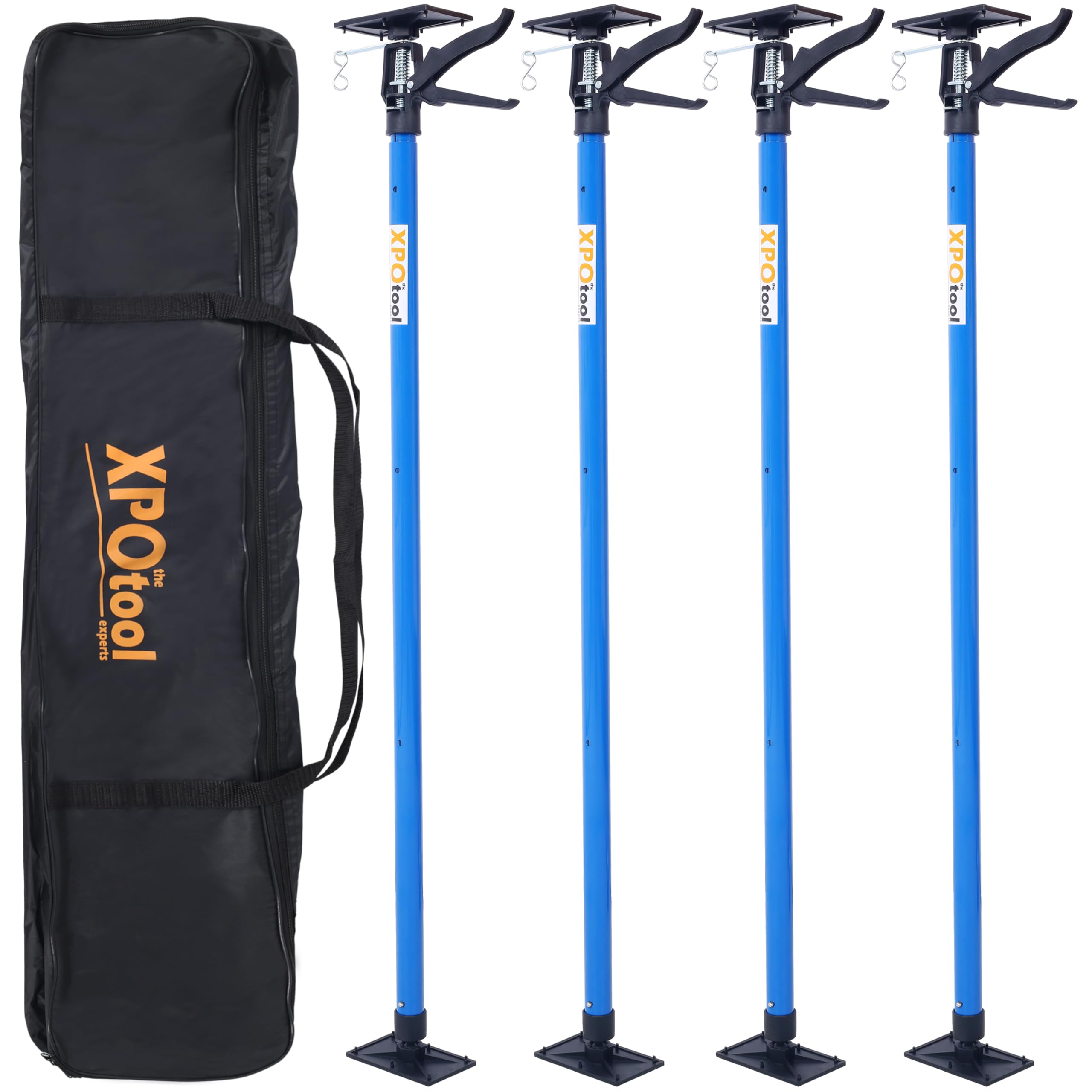 4 Pack Adjustable Support Pole,Steel 3rd Hand Support System,Support Rod for Jacks Cargo Bars Drywalls,Cabinet Jacks for Installing Cabinets,Extends from 45 to 114 Inch,with Carry Bag