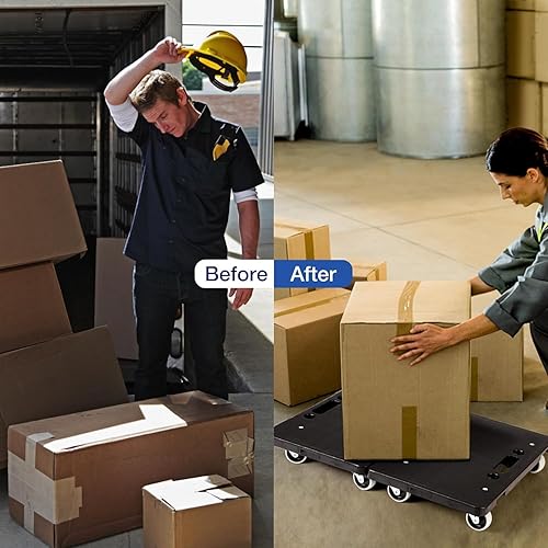 Miniatura 8 de Movers de muebles con ruedas, rodillos móviles portátiles para muebles pesados, 4 ruedas pequeñas plataforma plana, capacidad de 440 libras, paquete
