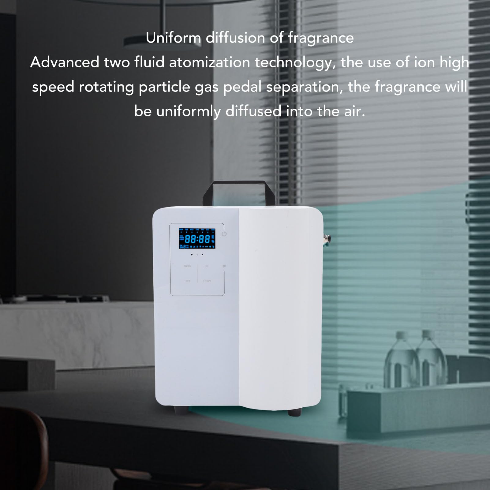 Luocute Máquina de Aire Aromática Inteligente, Difusor de Aromaterapia Bluetooth de Doble Atomización con Aplicación y Dos Botellas de Aceite Esencial de 500 Ml, para Hotel, Oficina, (Enchufe de la