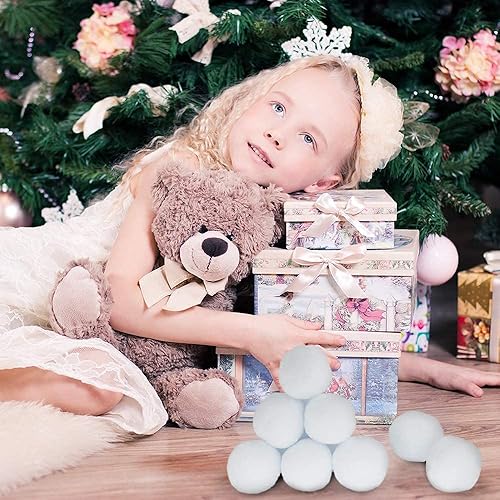 Miniatura 9 de YBB Paquete de 20 bolas falsas de Navidad blancas como la nieve, bolas de felpa realistas de 2 pulgadas para interiores y exteriores, juego de