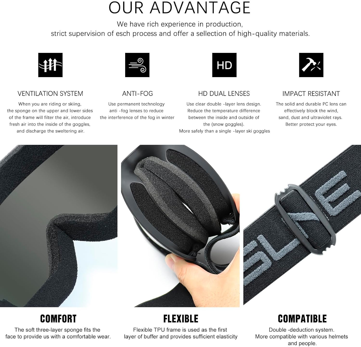 Dirt Bike ATV Goggles Motorcycle Goggles for Men Women Youth,UV400 Protection MX OTG Offroad Riding Racing Goggles - Image 7