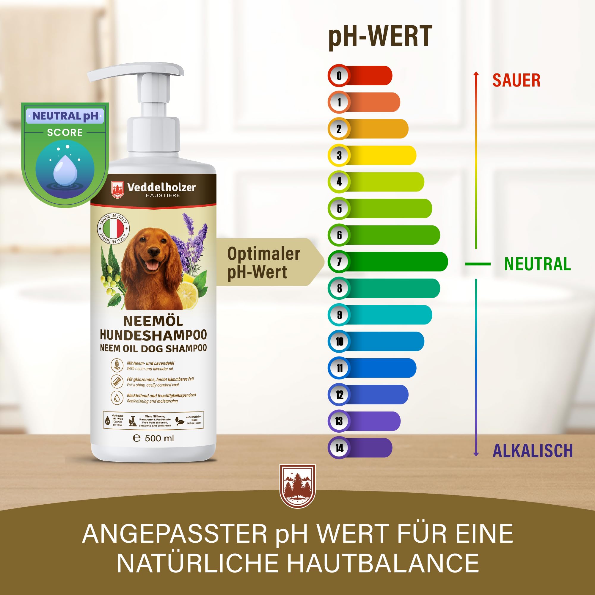 Veddelholzer 500 ml Naturalne szampon z oliwką nigrytą dla psów delikatna pielęgnacja skóry i sierści, łagodzi swędzenie przeciwko pchom, kleszczom i roztoczom, natłuszczający i nawilżający dla