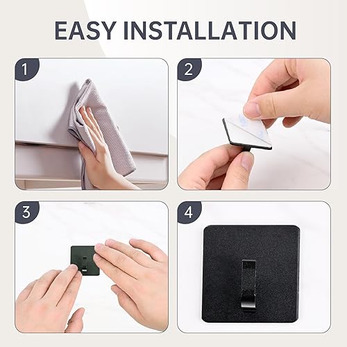 Miniatura 3 de Ganchos adhesivos para toallas, gancho de pared resistente, ganchos cuadrados negros para colgar abrigos, sombreros, toallas, batas, ropa, gancho de