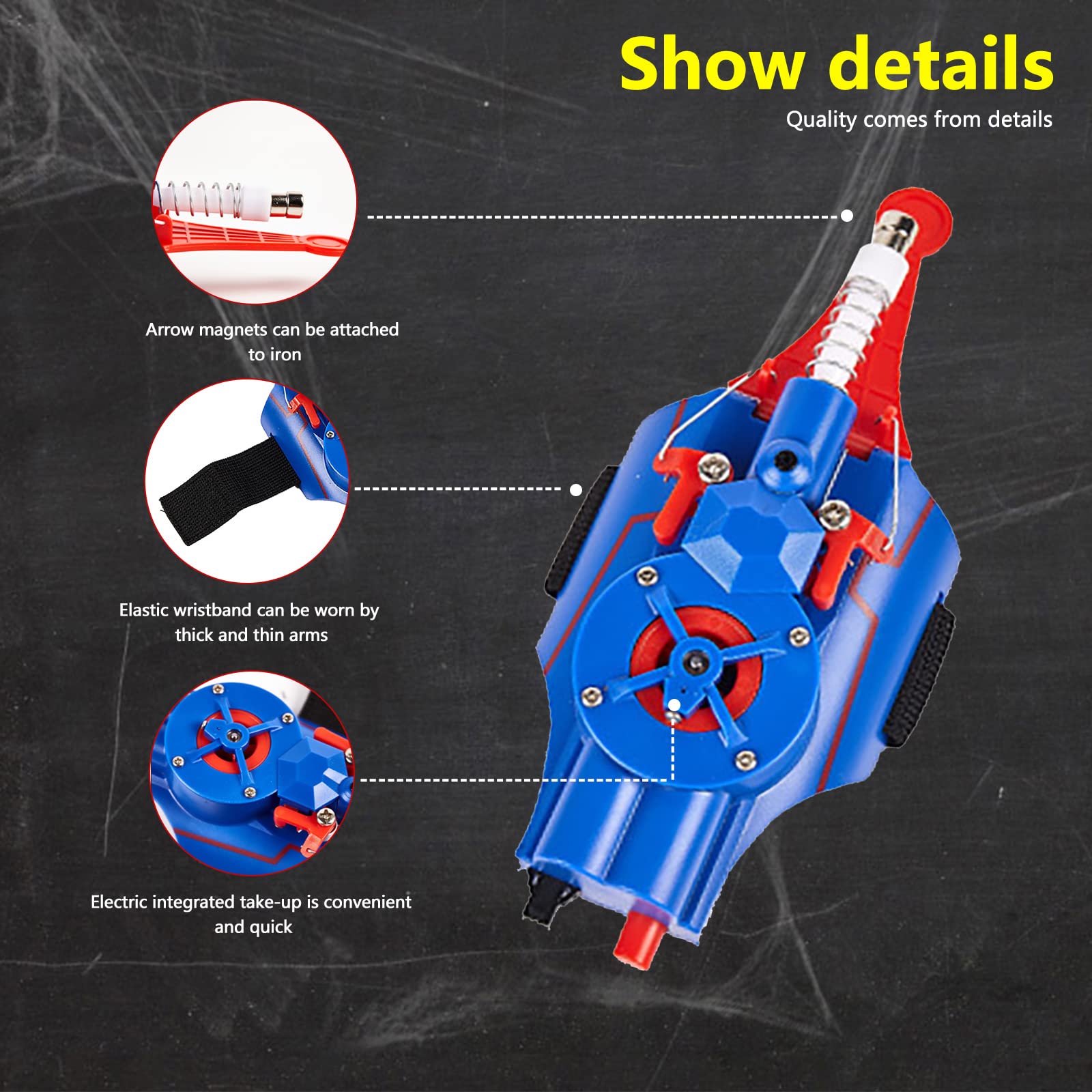 Lanciatore di ragnatele， Cosplay, Gadget Fantastici in Corda Vera da 9,8 Piedi, Giocattoli Divertenti e for Giochi di Ruolo Supereroe, Ideali for Bambini(Blue)