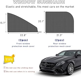 4 PCS Car Window Shades, Auto Front Rear Side Window Sun Shades for Block Heat & UV Protection, Breathable Mesh Baby Window Screen Covers, Universal Car Accessories (Car)