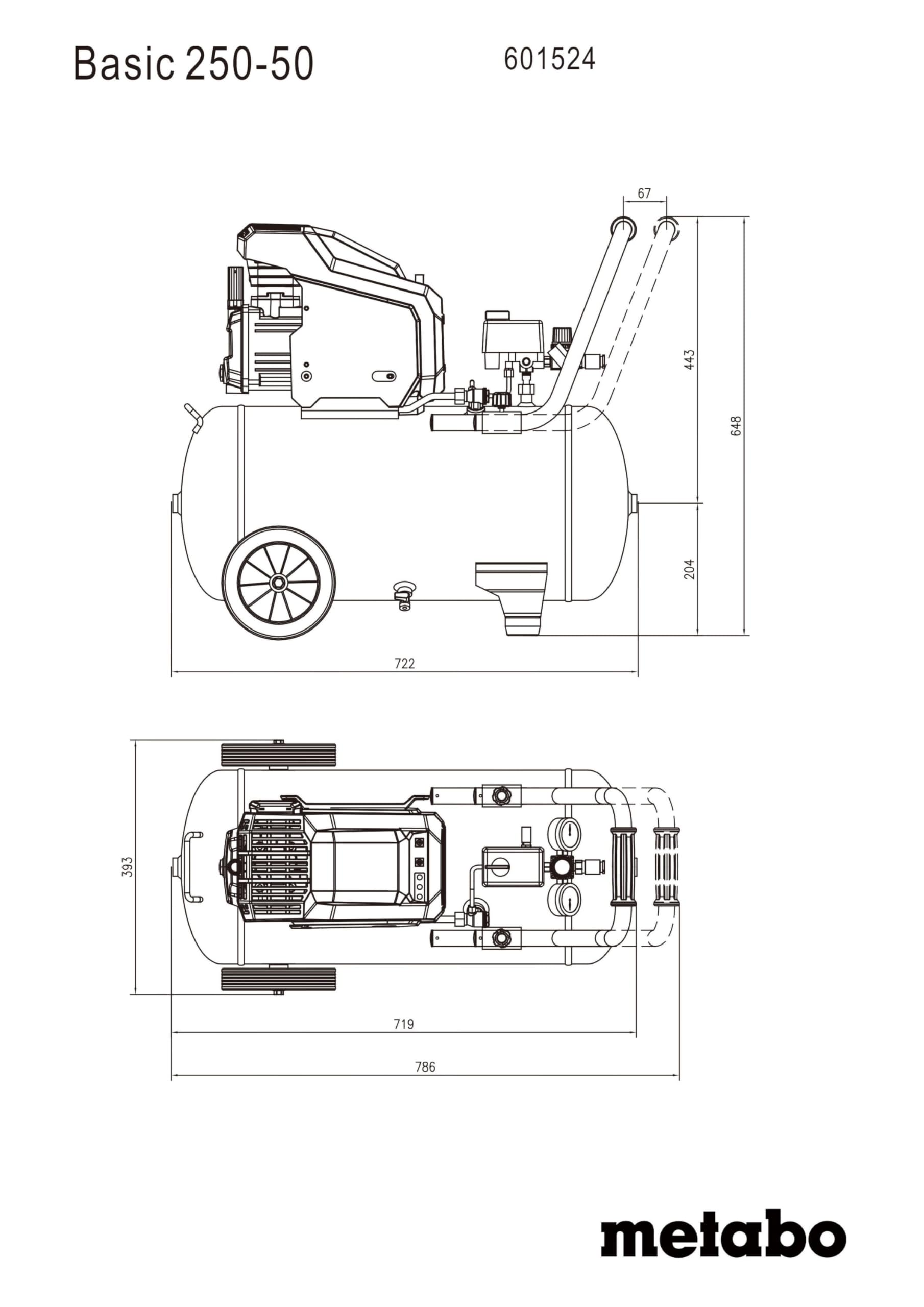 Metabo Mega 700-90 D 601524000 - Compresor (con 3 acoplamientos universales, protección contra sobrecarga, compresor de pistón de 2 cilindros lubricado con aceite, accesorios de taller)