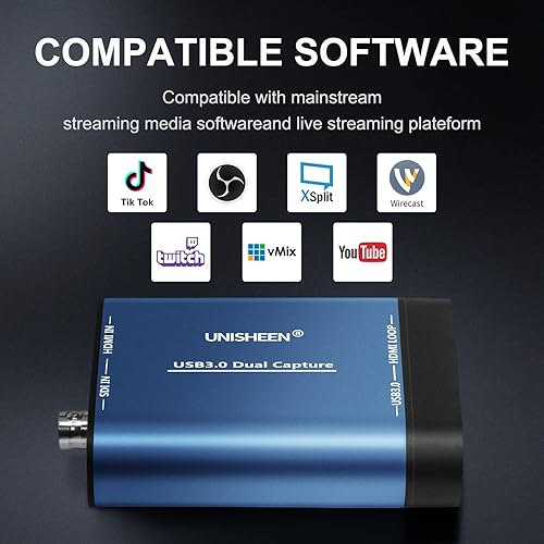Miniatura 7 de USB 3.0 HDMI SDI tarjeta de captura de doble entrada, video juego de transmisión en vivo, HDMI a USB 3.0 HD 1080P Transmisión en vivo Grabber