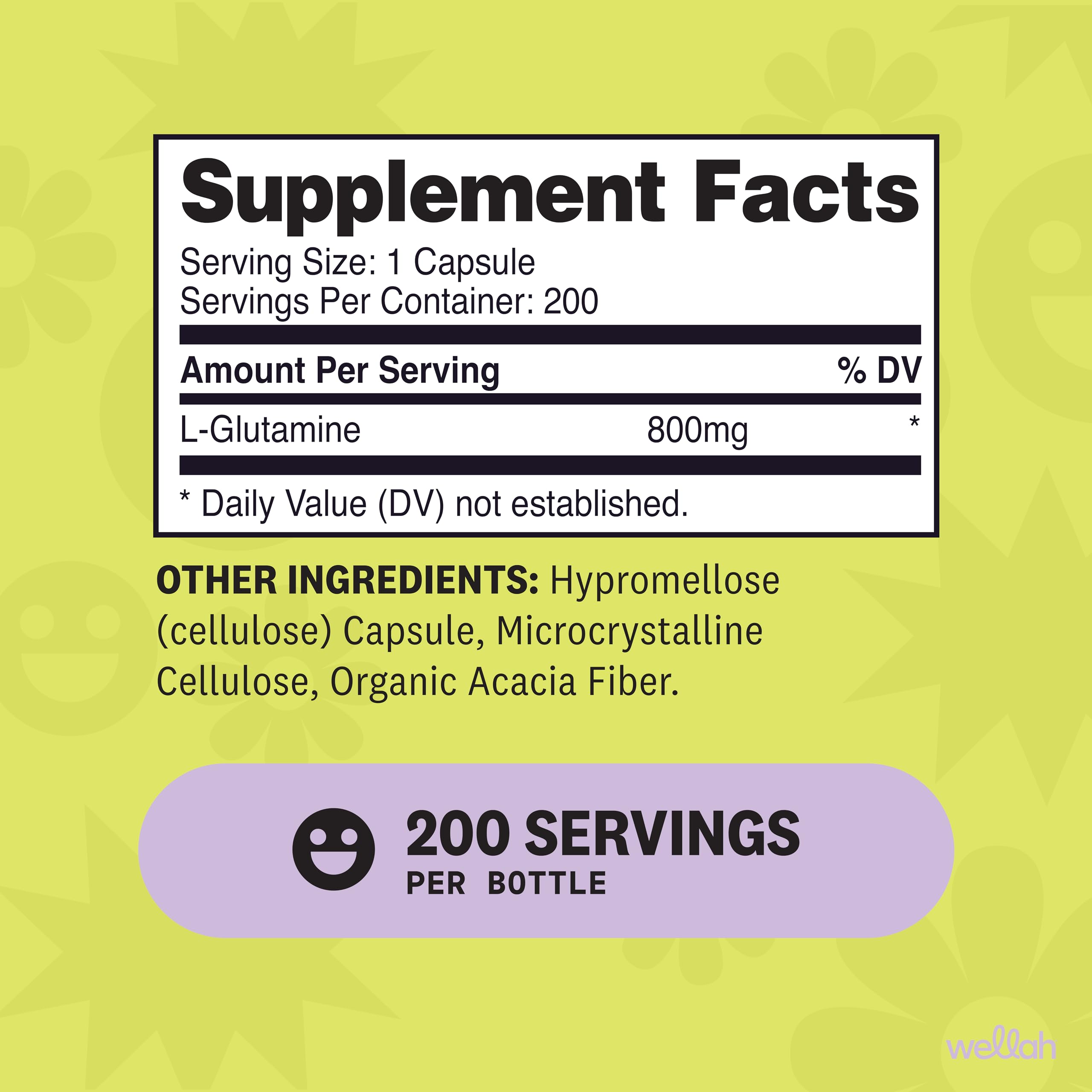 Wellah L-Glutamine for Women (800mg) 200 Capsules — Amazon image 2