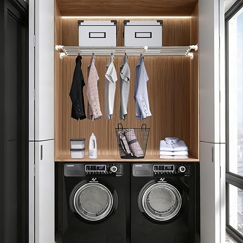 Miniatura 9 de BAOYOUNI Estantería de tensión ajustable para armario para ahorrar espacio divisores de ropa marfil 3307-4626 pulgadas