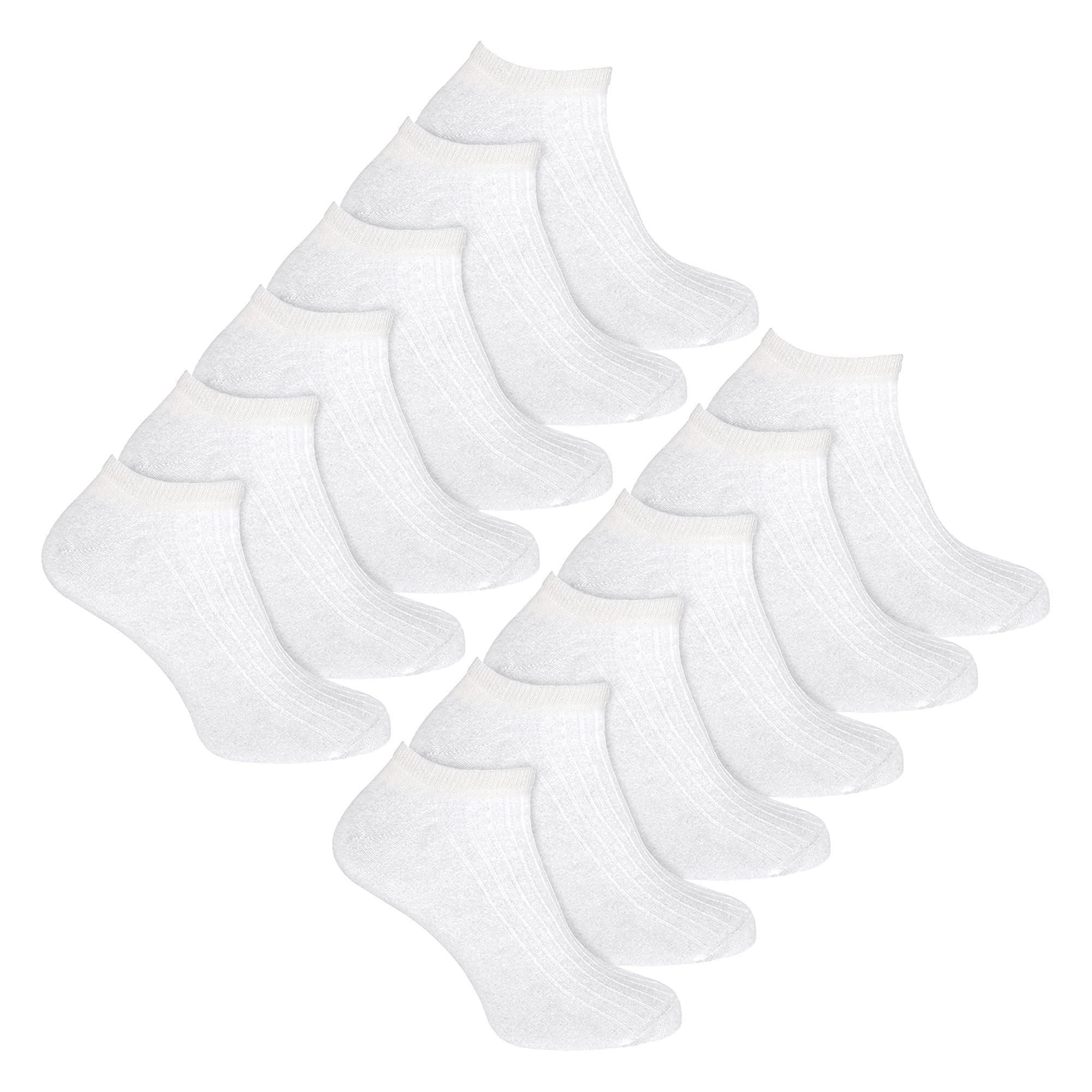Kids 12 Pack 100% Cotton Trainer Socks | Sock Snob | Short Low Cut Ankle Socks for Boys & Girls