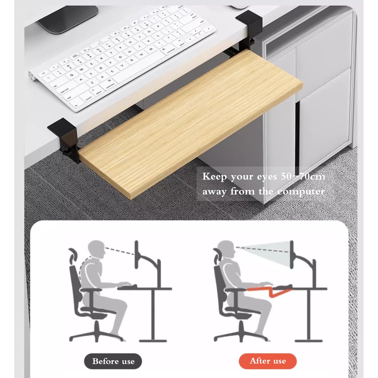 Faltbarer Schreibtisch Exteon mit Tastaturablage – einfache Montage, vielseitig für De, Boohelves & Tische – ideales Schreibtischzubehör für Home Office & Study