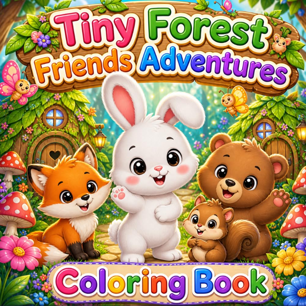 Tiny Forest Friends Adventures: Coloring Book