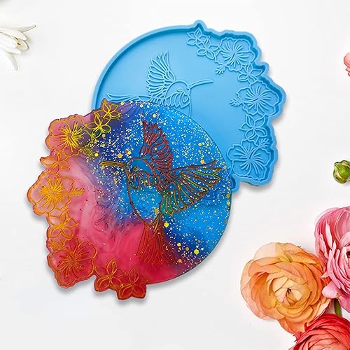 Miniatura 7 de appuivbt Molde de resina para bandeja de pájaros moldes de bandeja de silicona para resina epoxi almohadilla de taza molde de fundición de resina