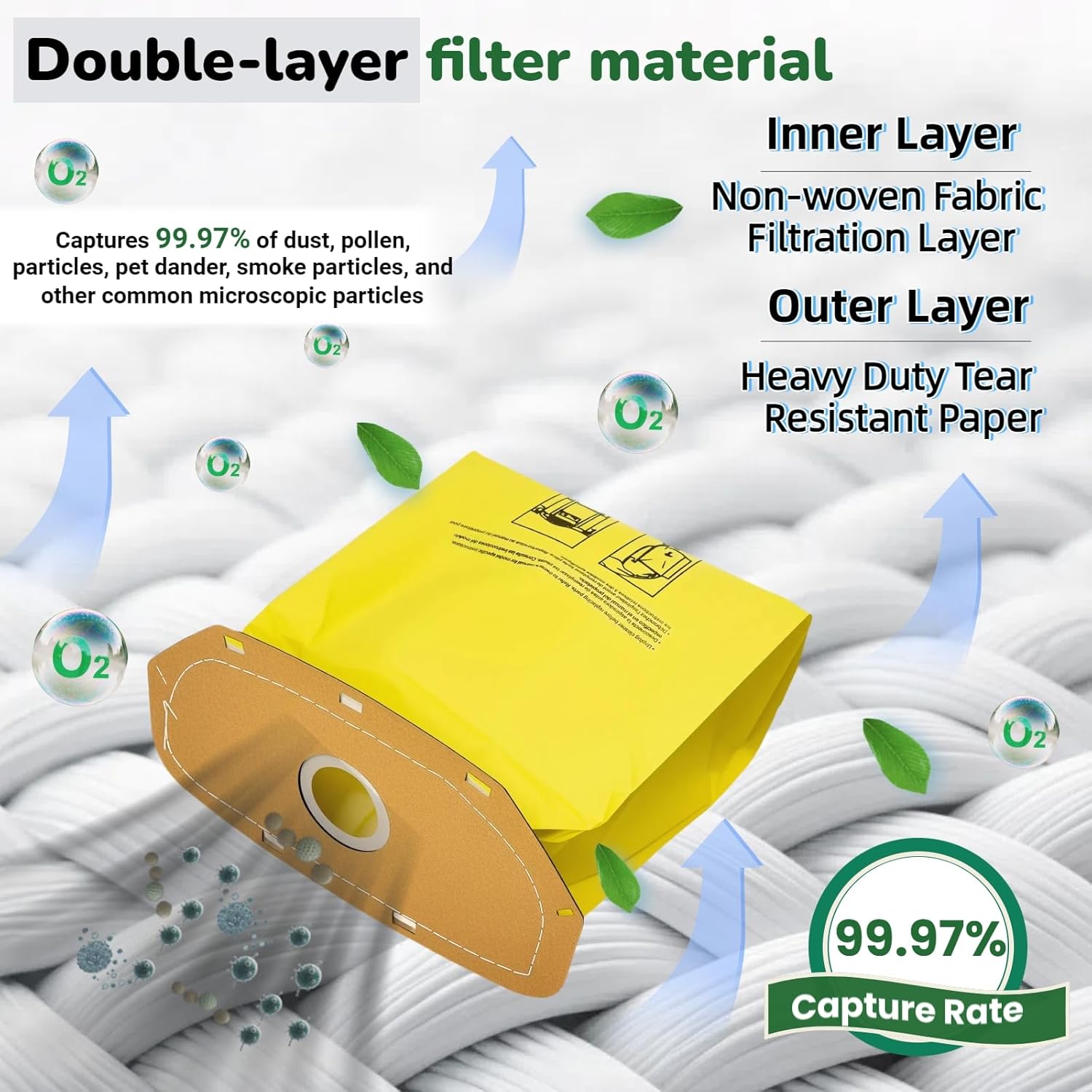 15 Pack AH10232 Sealed Collar Vacuum Bags for Hoover Commercial MPWR 40V Cordless Backpack Vacuum CH93619, CH93600 | Type CB1 Replacement Filter Bag with Leak-Proof Design