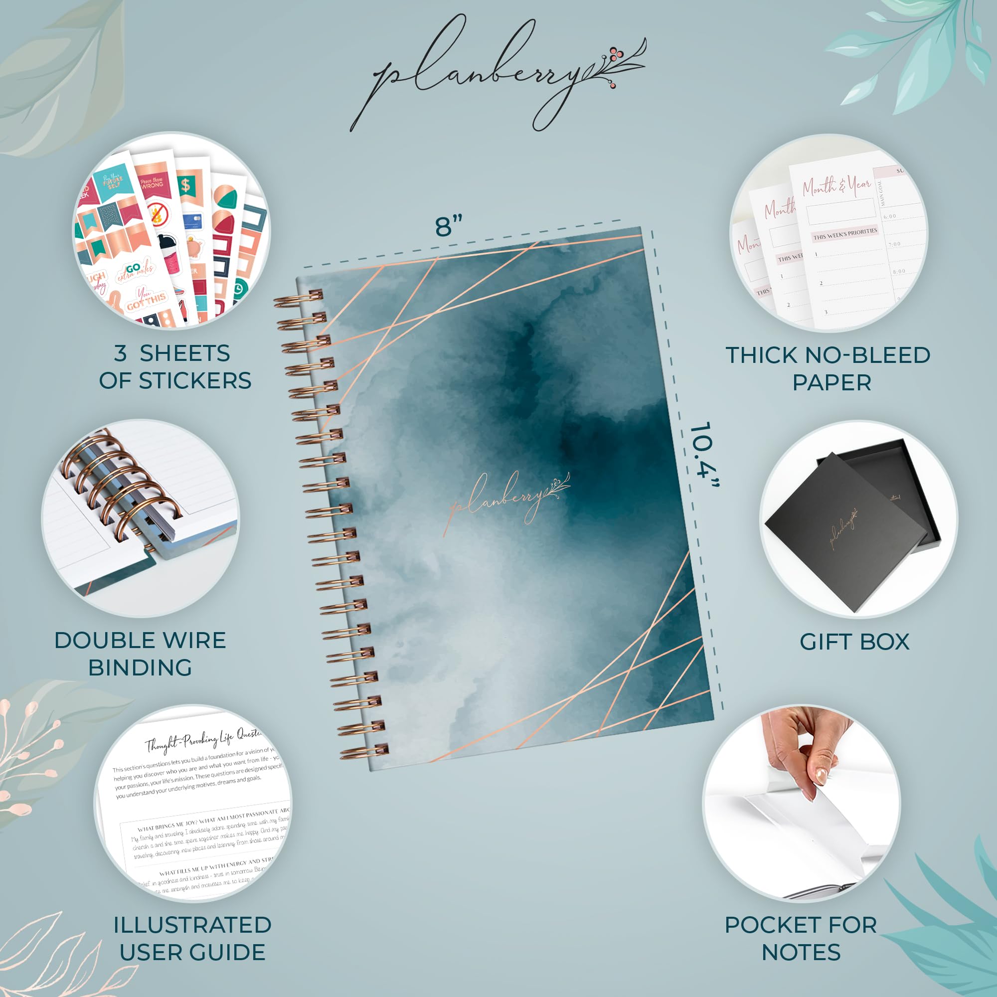 PLANBERRY Large Hourly Schedule Planner Premium, Undated Hourly Schedule & Budget Organizer for Time Management - Image 2