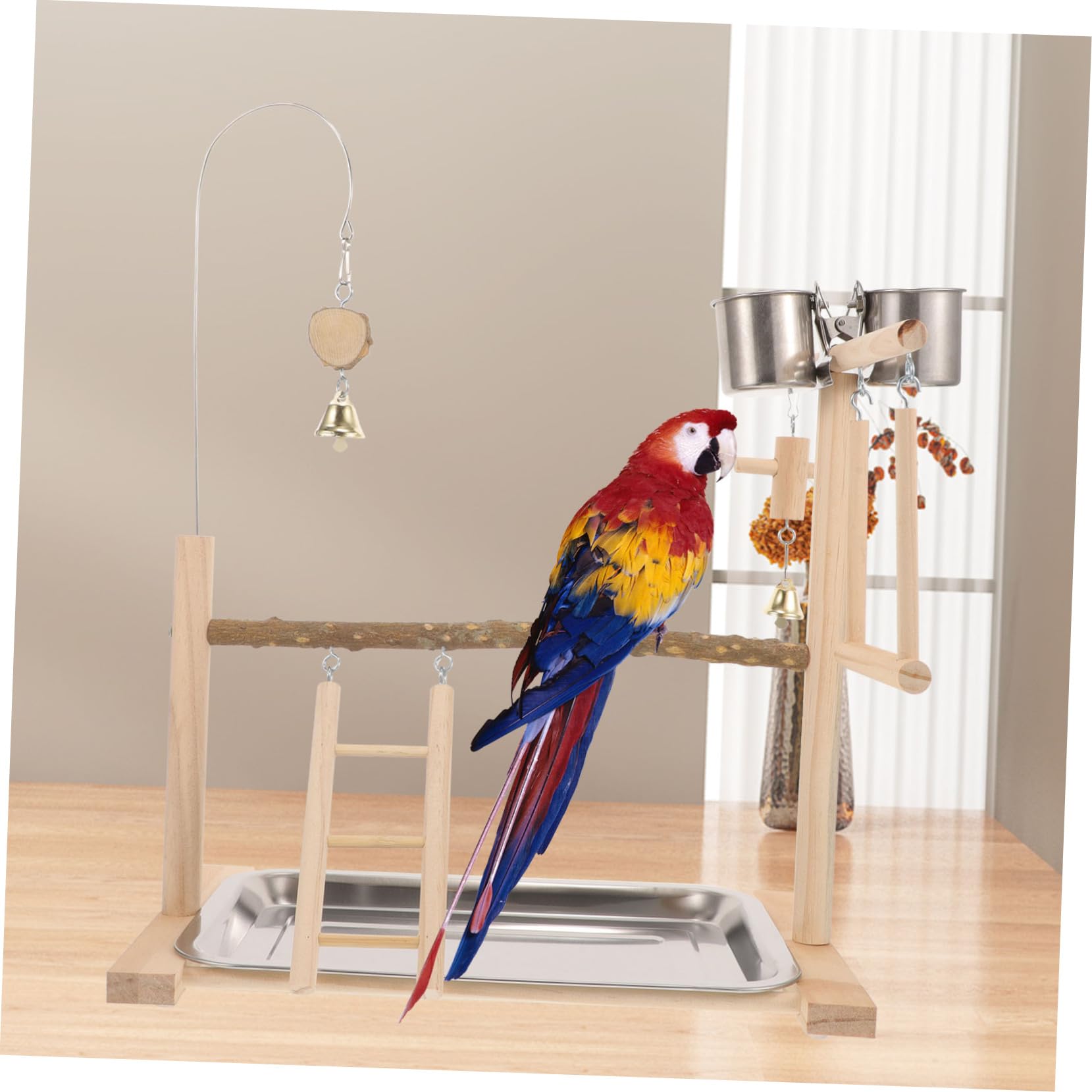 Yardwe Soporte De Madera para Pájaros Jaula para Pájaros Perchas Juguetes Duraderos