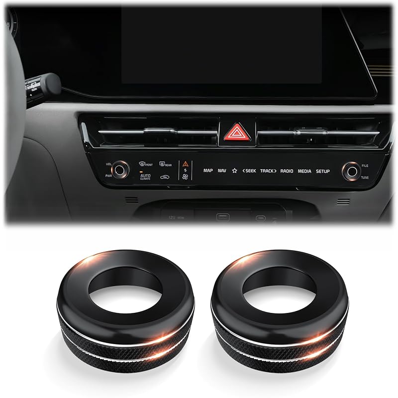 Kit de capas para botões do ar-condicionado DvlynAuroa em alumínio preto para Kia Carnival e Kia Niro EV 2022-2024 – 2 peças