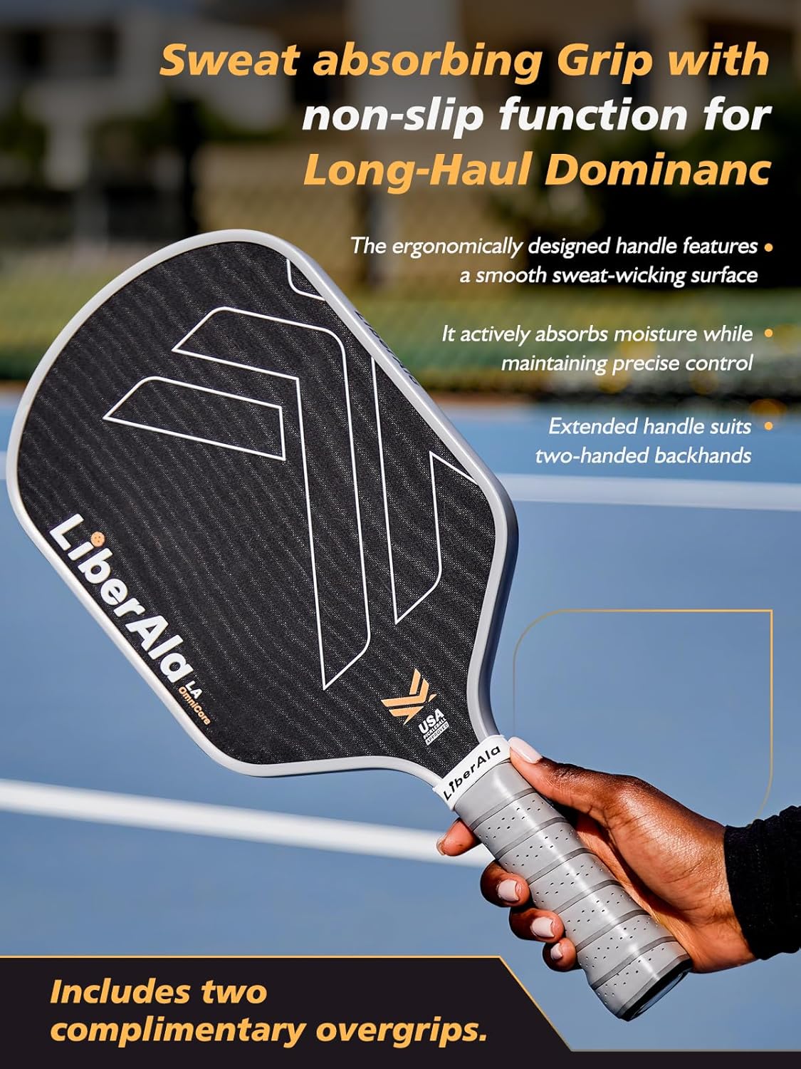 Pickleball Paddles & Set of 2, USAPA Approved Carbon Fiber Pickle Ball Paddle, PP Honeycomb Core, Lightweight & Comfort Grip for Beginners, Pros, Men, Women, Adults, Kids