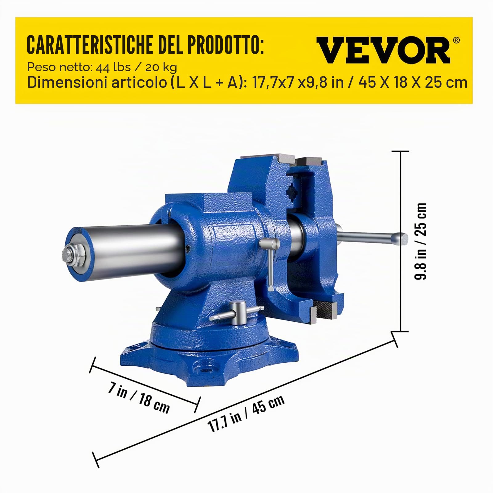 BestEquip Morsa da Banco Multiuso 6 Pollici 150mm Morsa da Banco Girevole in Ghisa Morsa Multiuso con Base Girevole 360 Gradi