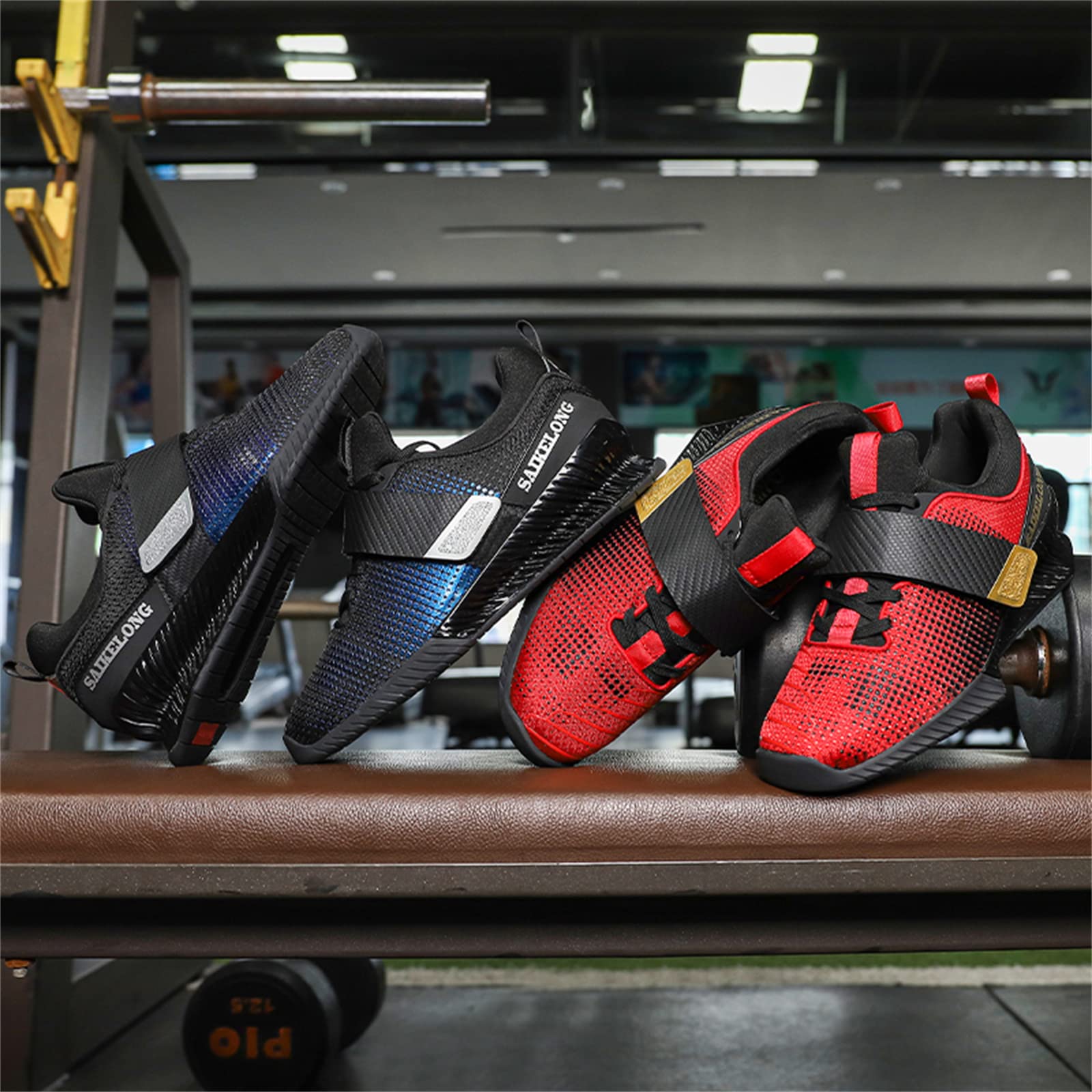 JiuQing Chaussures D'haltérophilie Hommes Chaussures De Squat De Fitness De Cross-Training pour La Gym Le Powerlifting Le Soulevé De Terre