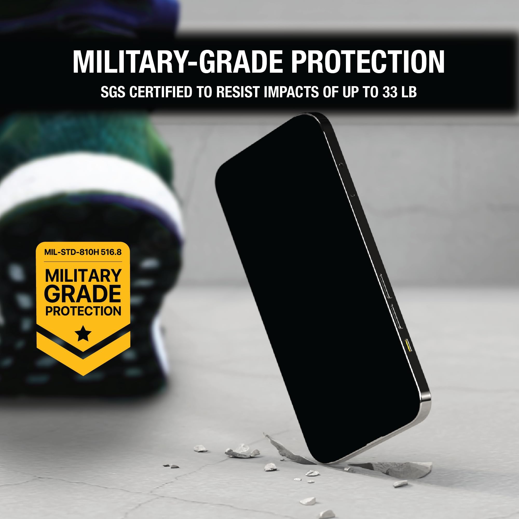DEWALT Strapazierfähige Displayschutzfolie für iPhone 16 Pro, 2 Stück | Sensorschutz, Dynamic Island Kompatibel, Anti-Spy Panzerglas [9H Härte] Case Friendly Hohe Reaktion, HD Qualität