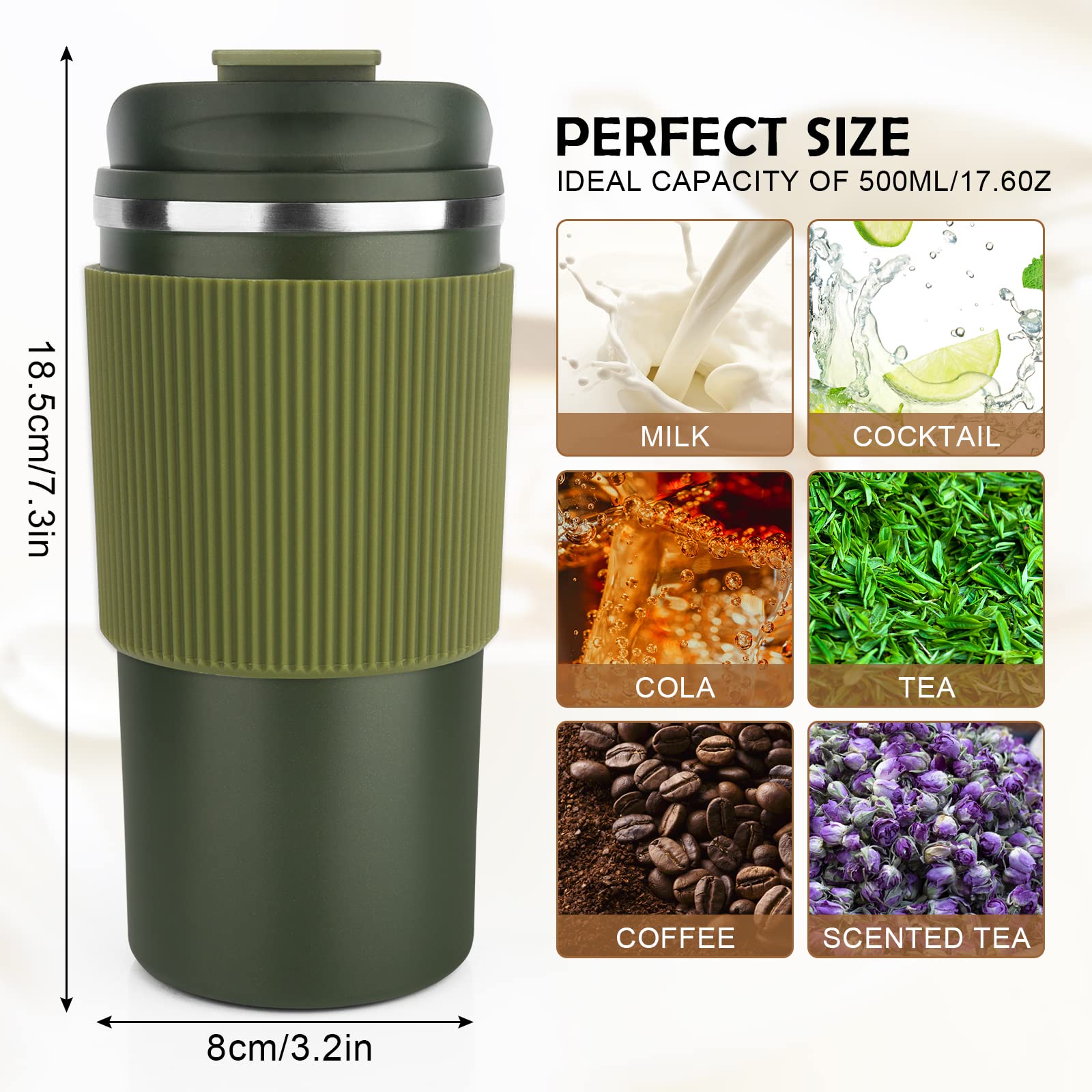 CS COSDDI Kubek termiczny, kubek do kawy na wynos, 450 ml, szczelny, podróżny kubek z pokrywką, kubek do kawy na wynos, kubek podróżny do herbaty, kawy, gorącej wody, kawy
