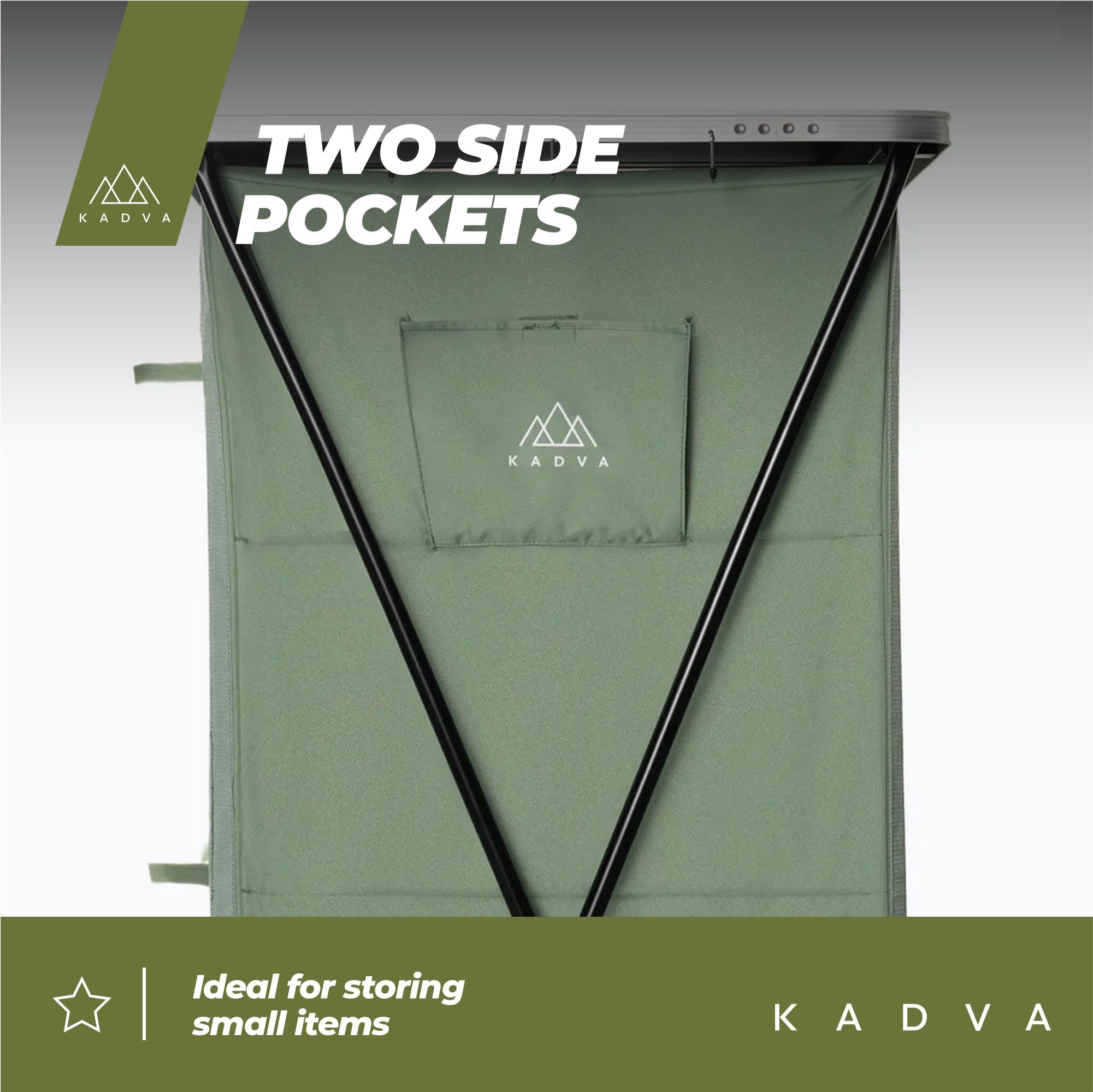 KADVA Camping Schrank CAMPShelf 24 Maße 66,5x90x139 cm Campingschrank aus strapazierfähigem Material Leichte und stabile Konstruktion Einfach aufzubauen und zu transportieren Farbe Grün