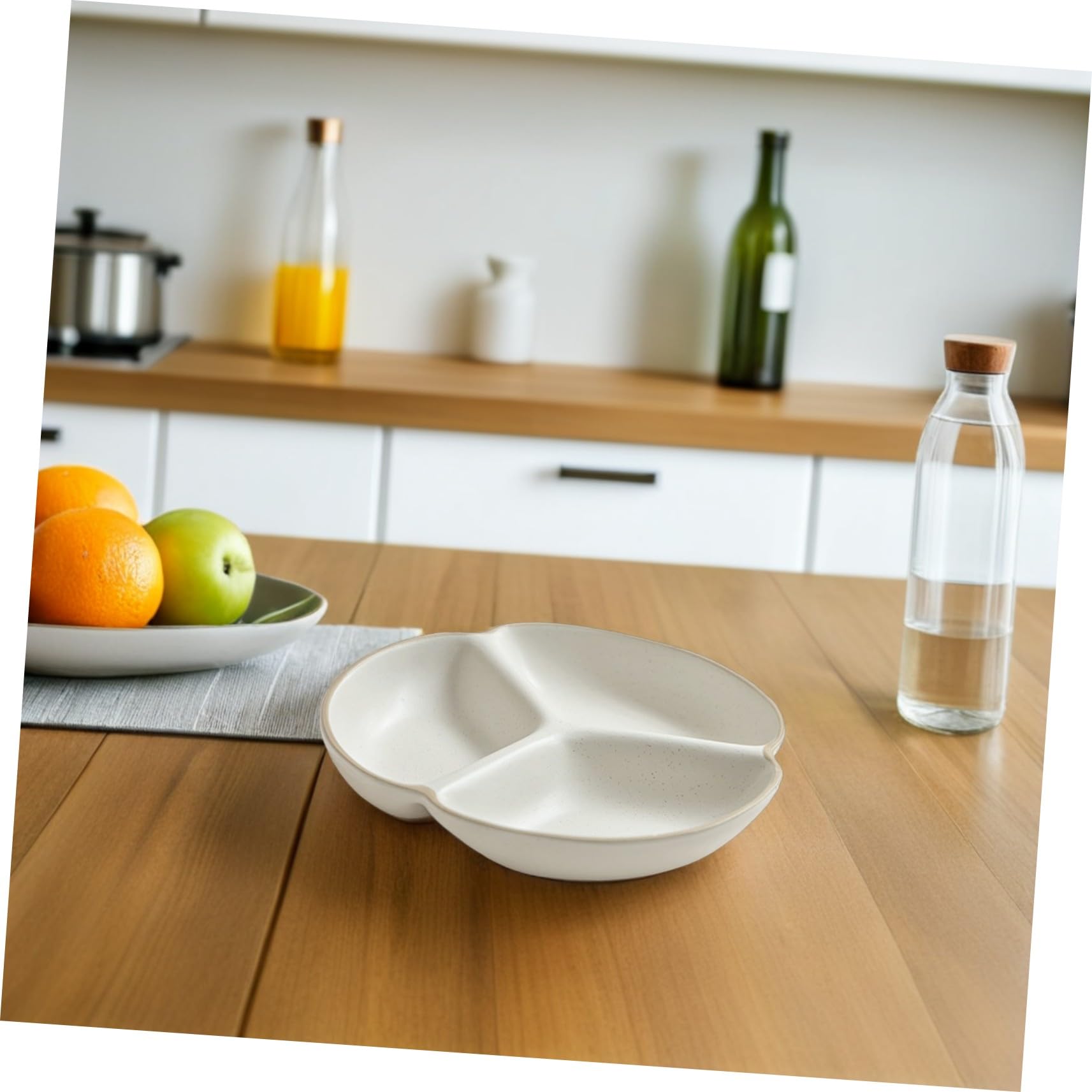 VALICLUD Assiette Divisée en Céramique Blanche à 3 Compartiments