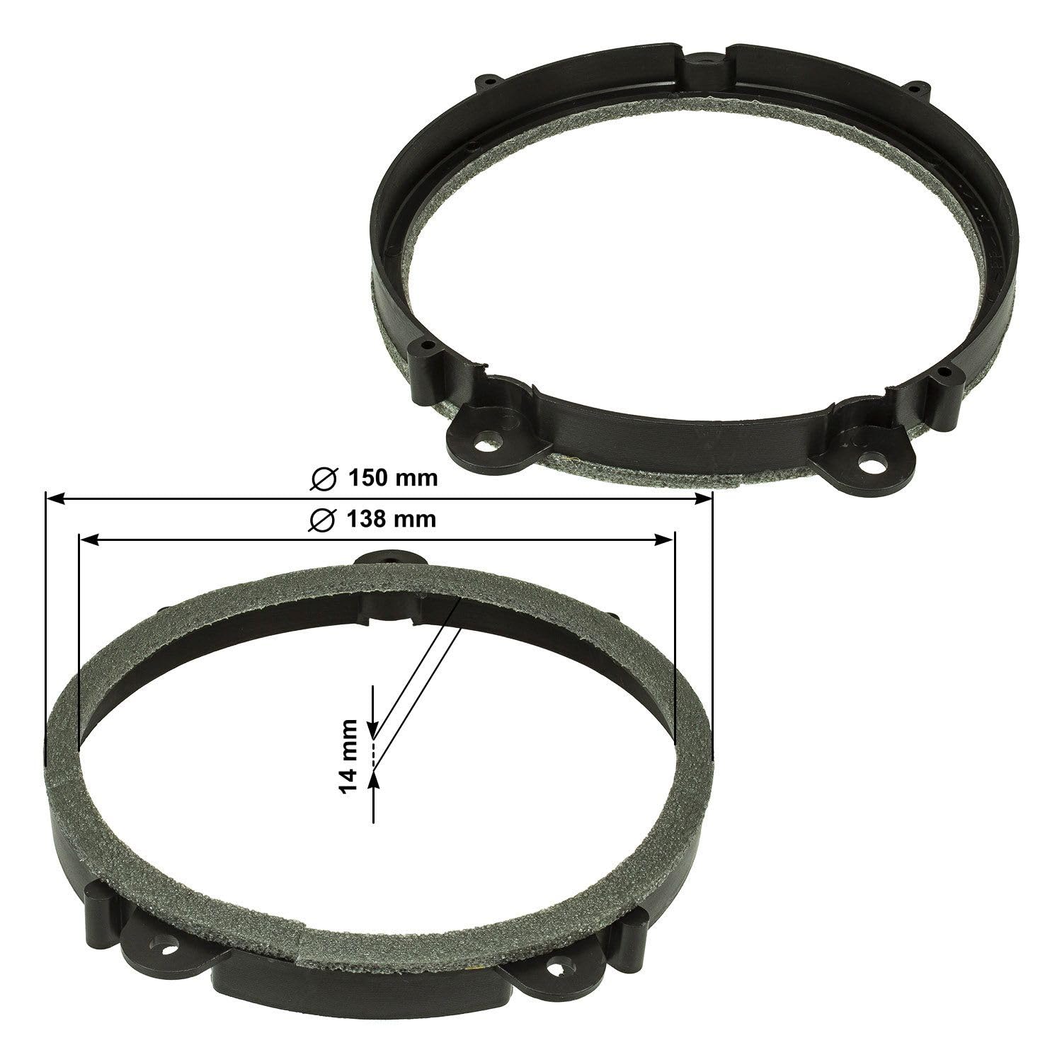 tomzz Audio 2845-006-1 Anneaux de Haut-parleurs Adaptateurs Supports compatibles avec Renault Clio 3 Twingo 2 et 3 Porte Avant Haut-parleurs DIN 165mm
